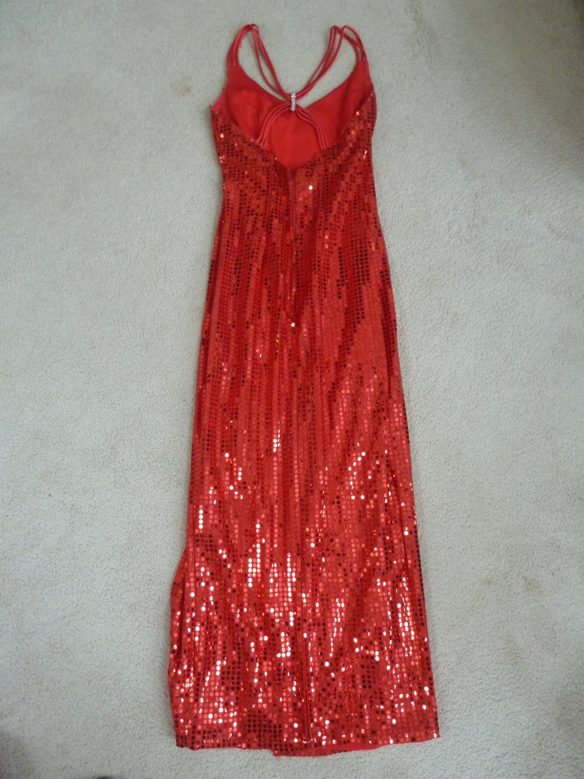 Vintage 1990’s L.A. Glo Size 7/8 Red Sequins Holiday Prom Party Formal Dress