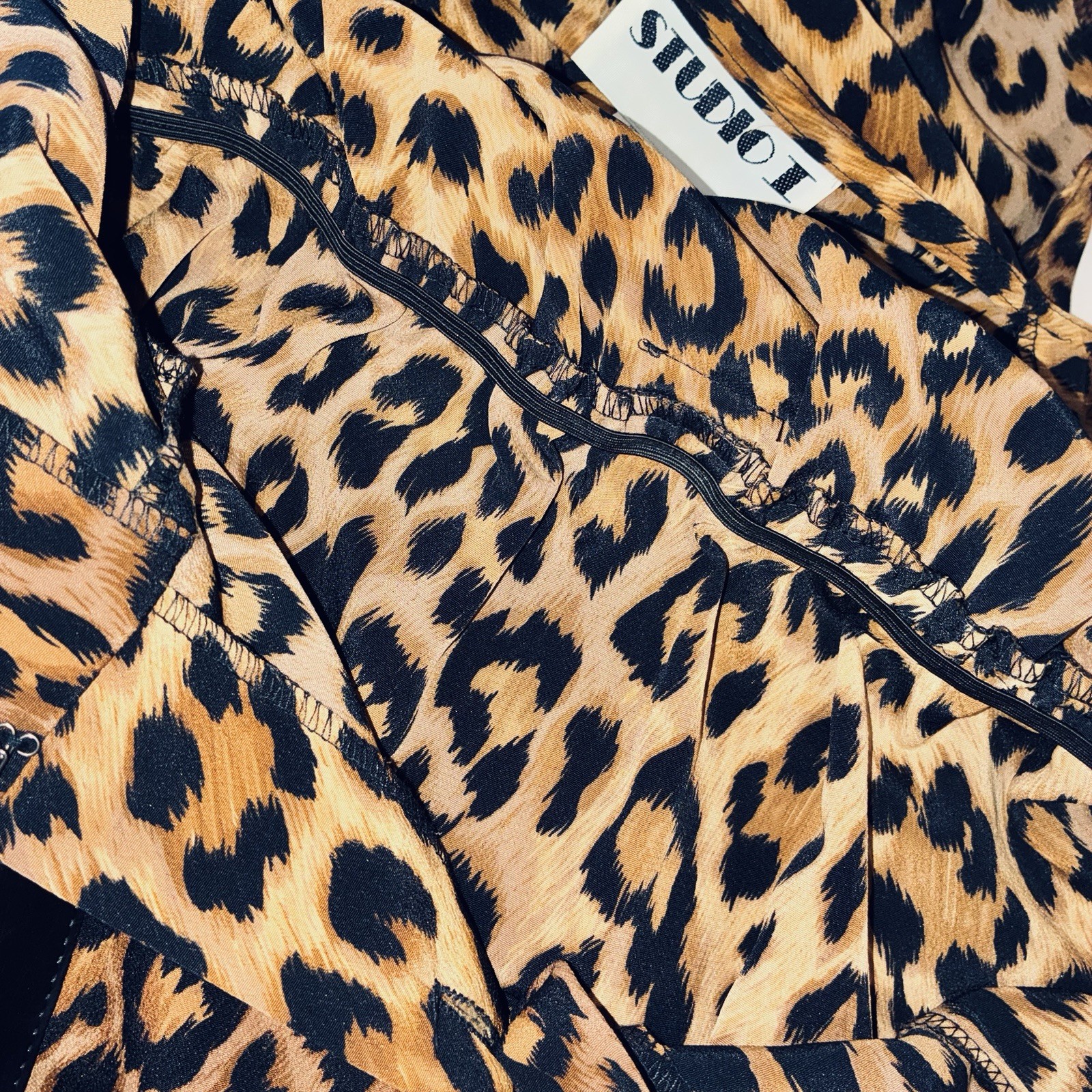 Vtg Studio 1 Leopard Animal Print Belt Sleeveless Shift Midi Dress 6