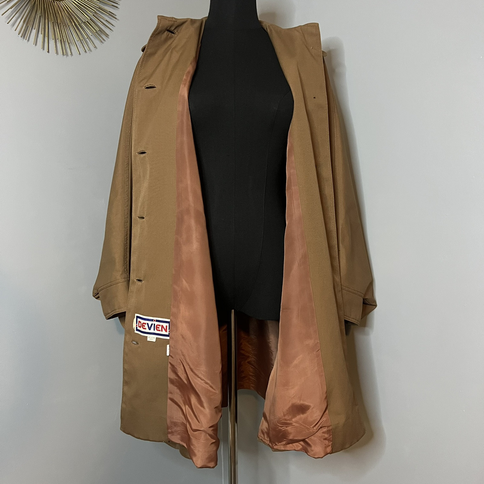 Vintage 70s ILGWU Devien Cape Coat Brown Button Front Collared Oversized Poncho