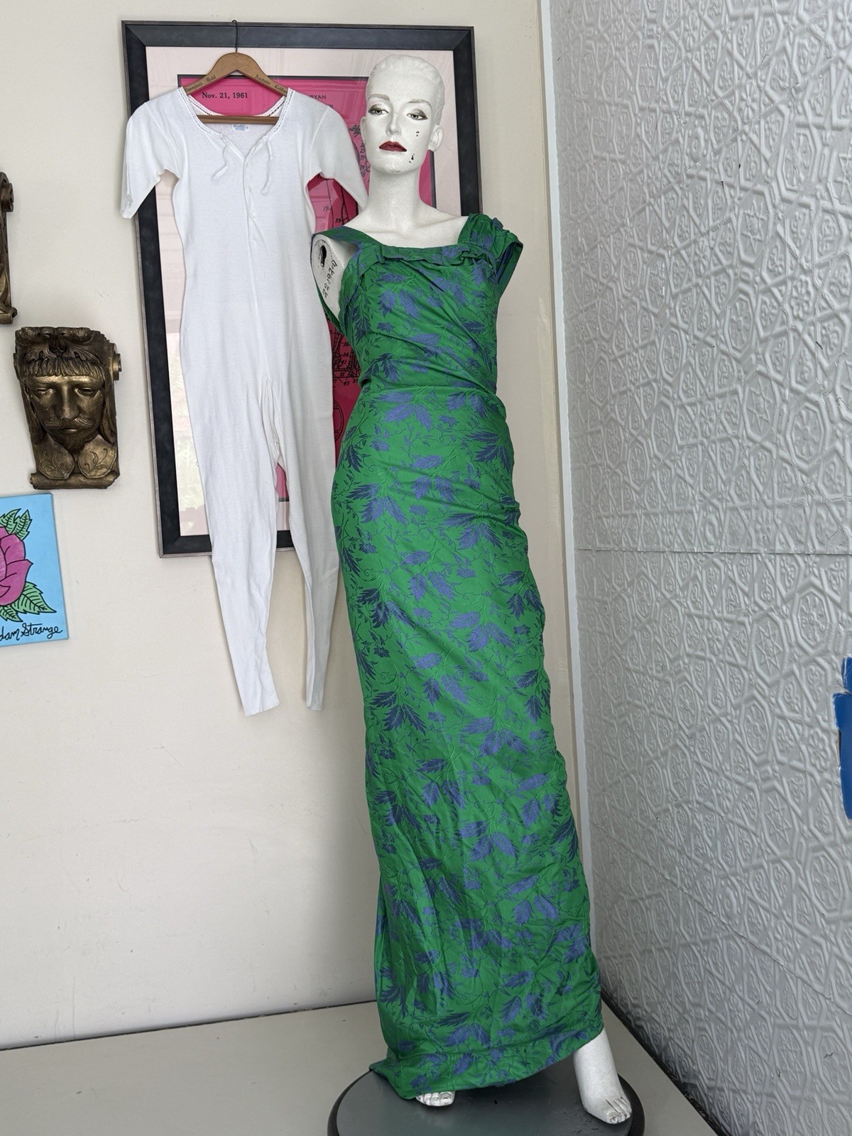Ceil Chapman mermaid dress vintage designer gown glam 1950s midcentury Sarong S