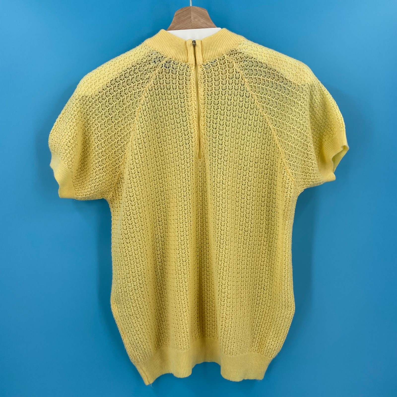 Designers Originals Made in USA Vintage Open Knit Puff Short Sleeve Sweater M