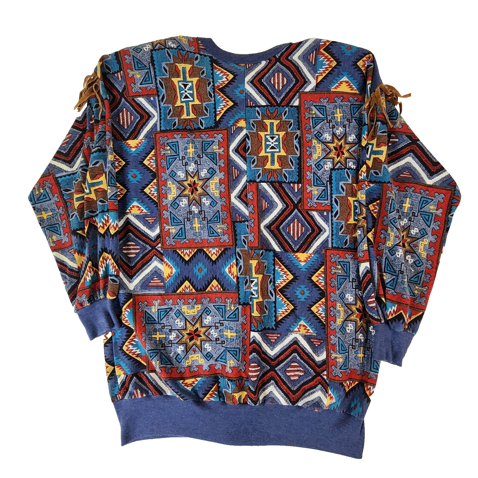 Young Stuff Womens Western Fringe Cardigan Size L Multicolor Aztec Print #2060