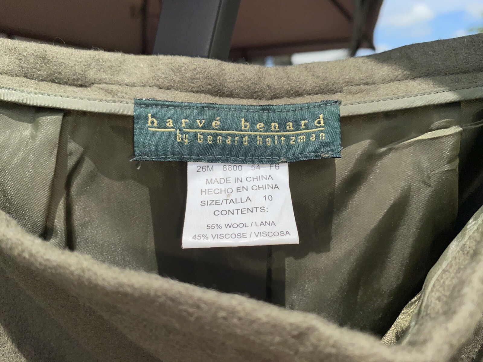 Vintage Harve Bernard Skirt Army Green Wool Long Skirt * Size 10 / 26M