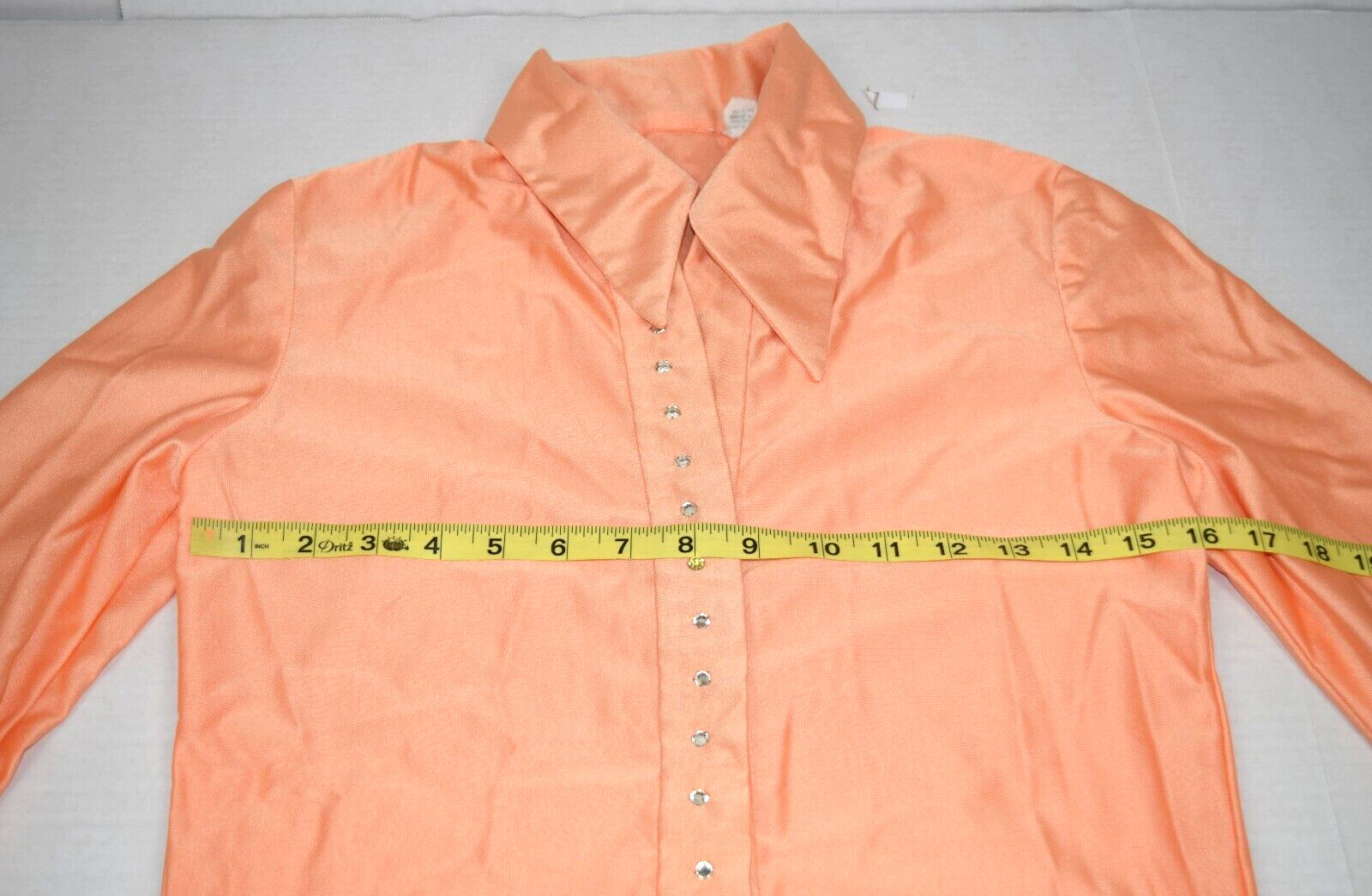 Vintage Shirt Bikini 3 Piece Set Size S/M 70s Melon Orange Bedazzled Silky