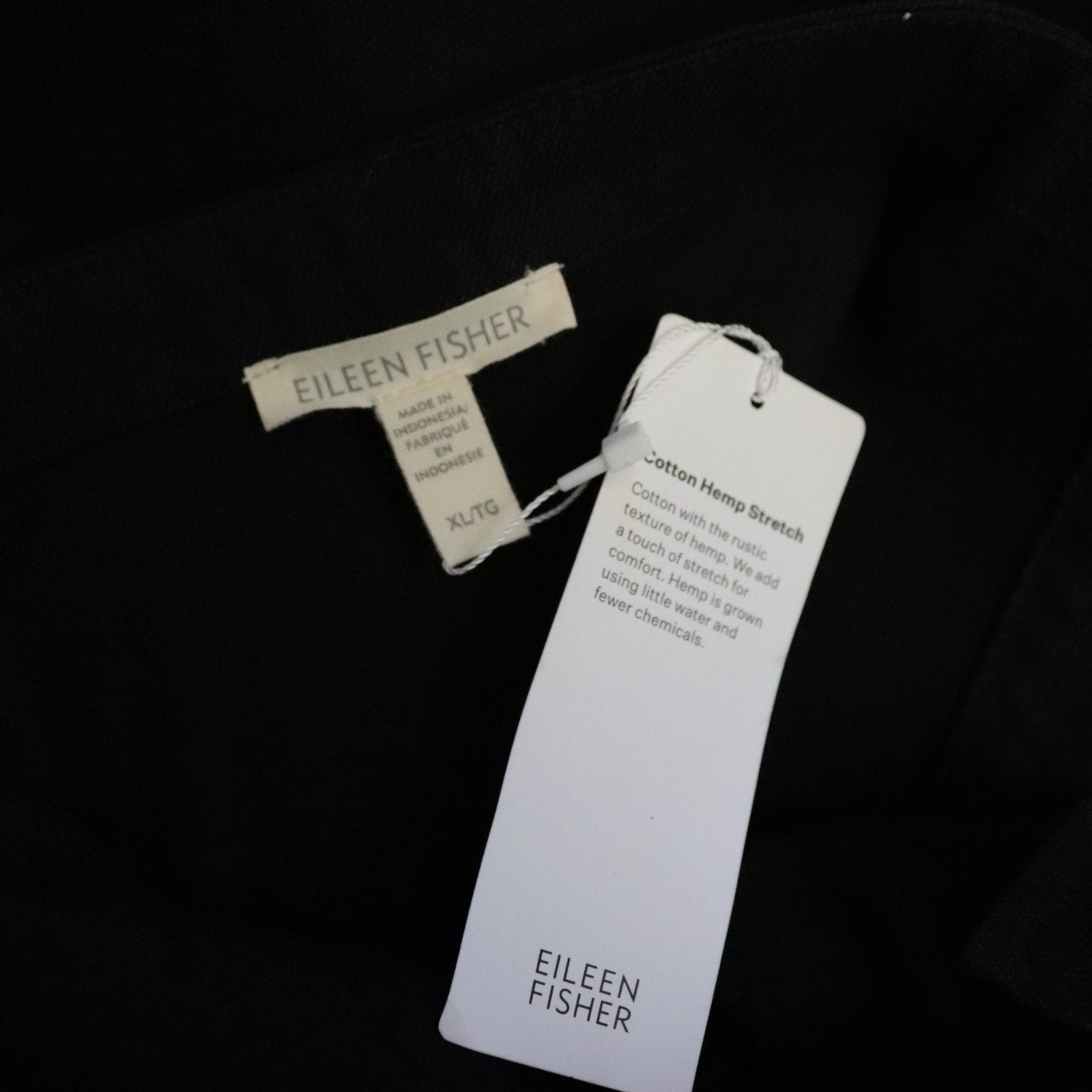 NWT Eileen Fisher Cotton Hemp Stretch Short Overalls XL Black