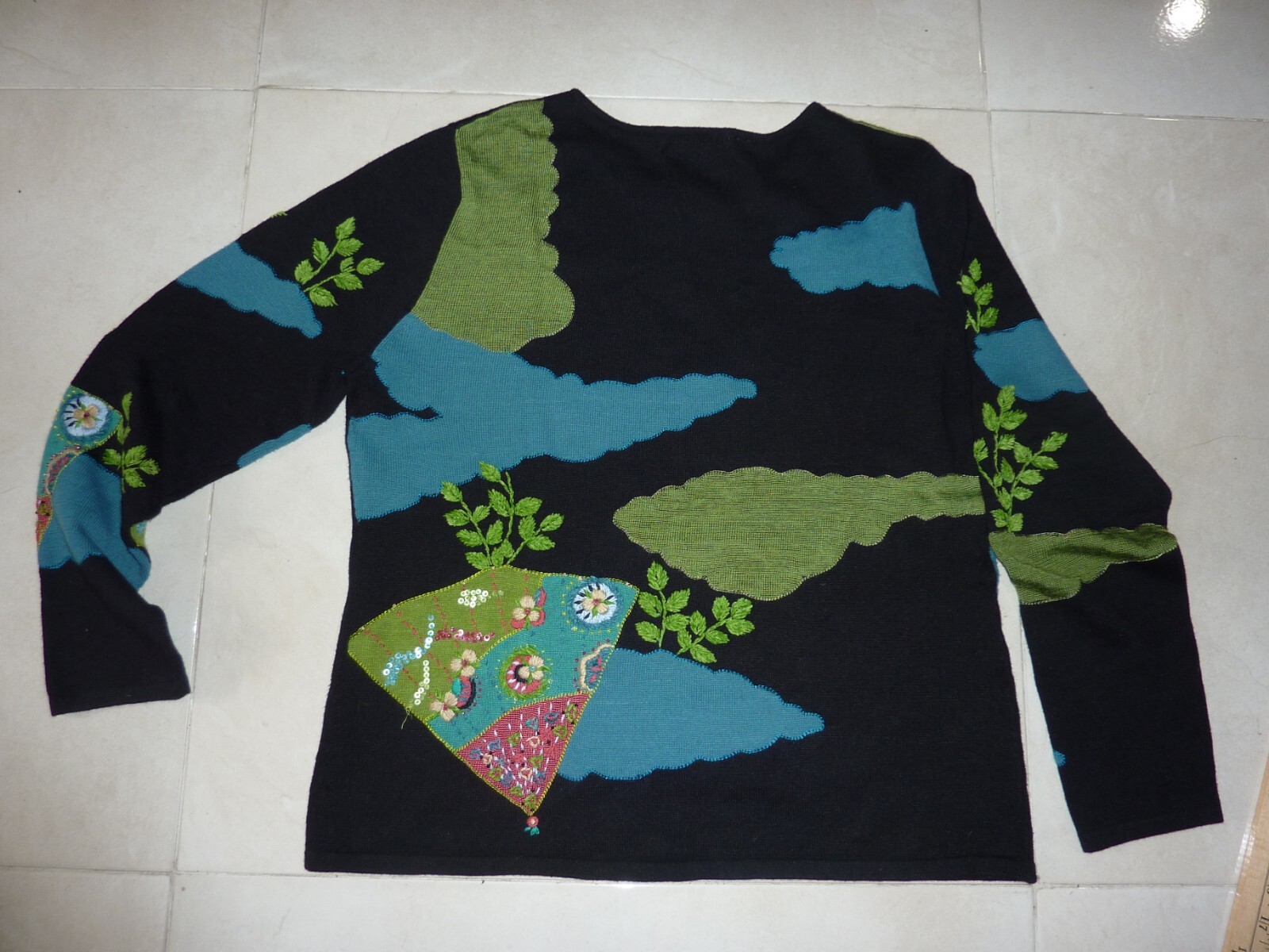 VTG NANCY BOLEN CITYGIRL WOMENS Beaded Knit SWEATER SIZE L