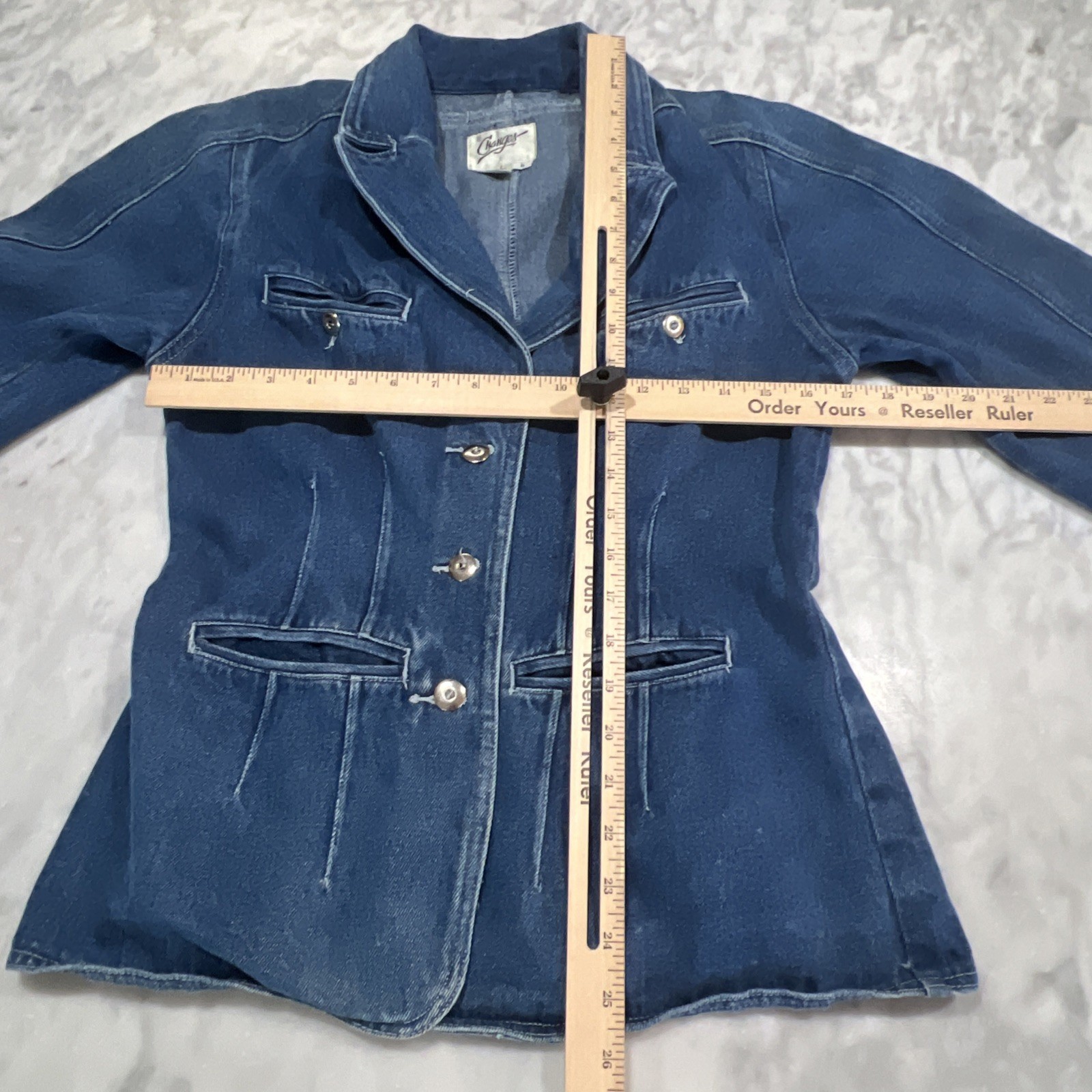 Vintage Changes Jean Jacket Womens 6 Blue Single Breasted Fitted Pockets 70s 80s