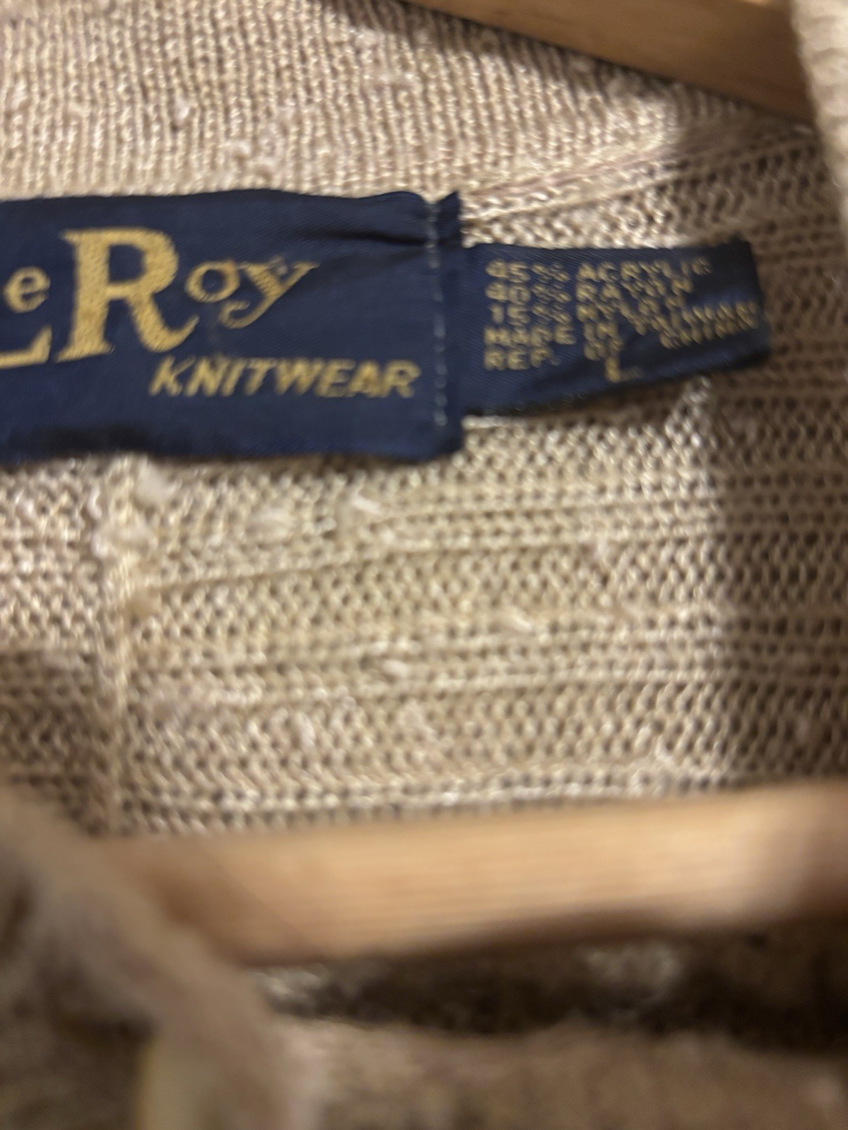 Vintage 70’s Keyhole Neckline Retro LeRoy Knitwear Sweater Tan Women’s Size L