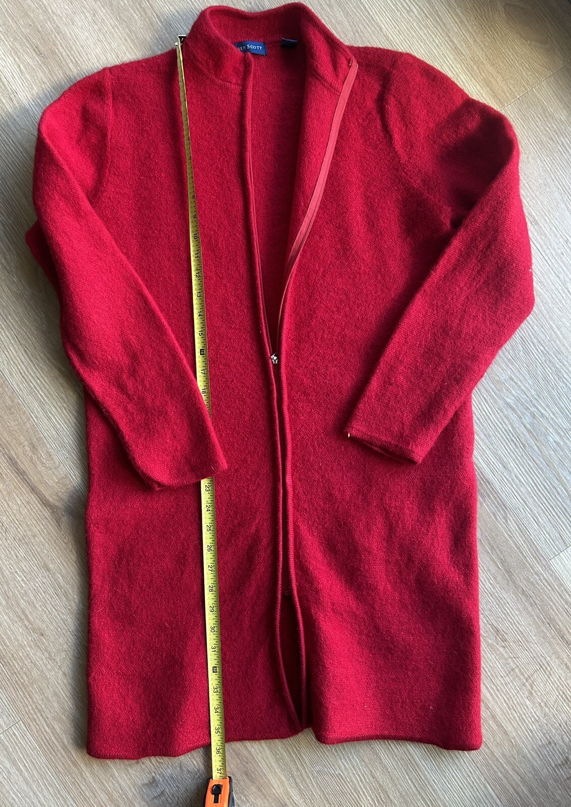 Vintage 90’s CLASSIC Long Sweater Jacket Karen Scott Red 100% Wool