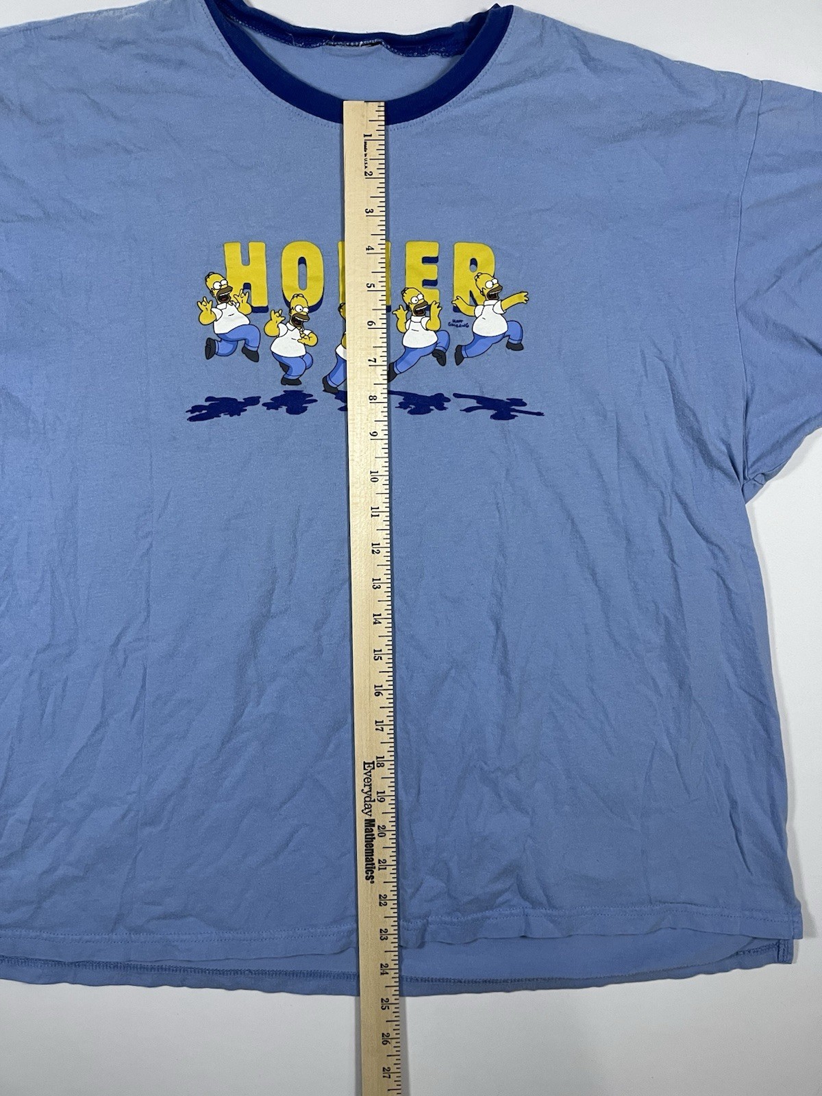Vintage Simpsons Homer Running Graphic Tee Blue Ringer Shirt Women’s XXL