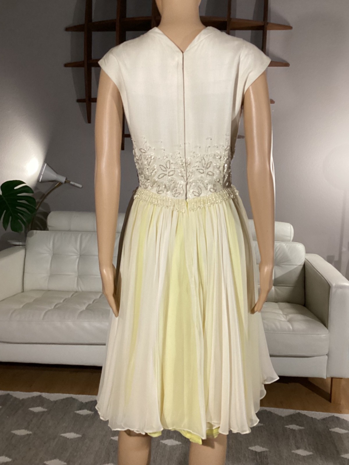 Vintage 1960’s PAT SANDLER Beaded Silk Chiffon Evening Party Cocktail Dress