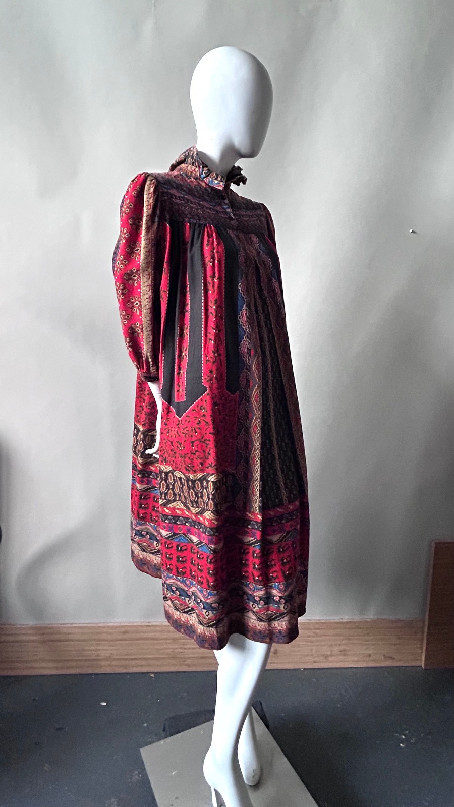 Vintage 1970s 80s Jackie Bernard EKLEKTIC Ruffle Midi Dress Boho French Country