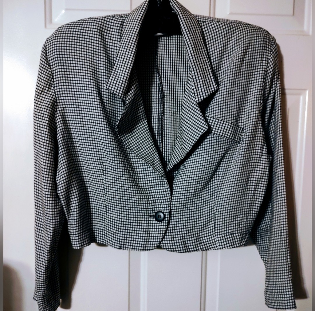 🍒🤍🍒 Awesome 80’s Vtg Nordstrom Black & White Checkered Tailored Jacket – M