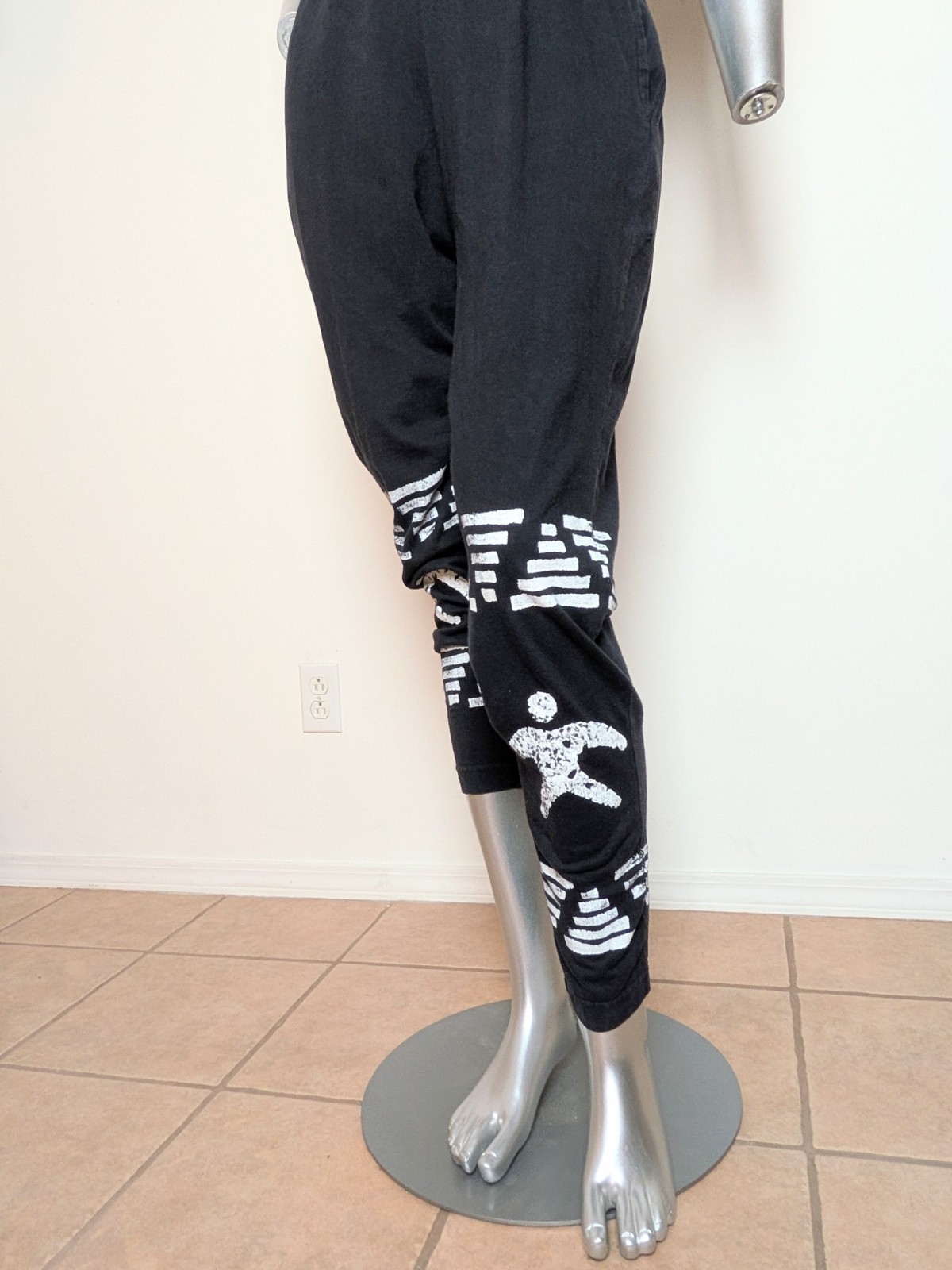 80s Vtg Inventions L.A. Express Printed Jumpsuit Black Art to Wear Abstract