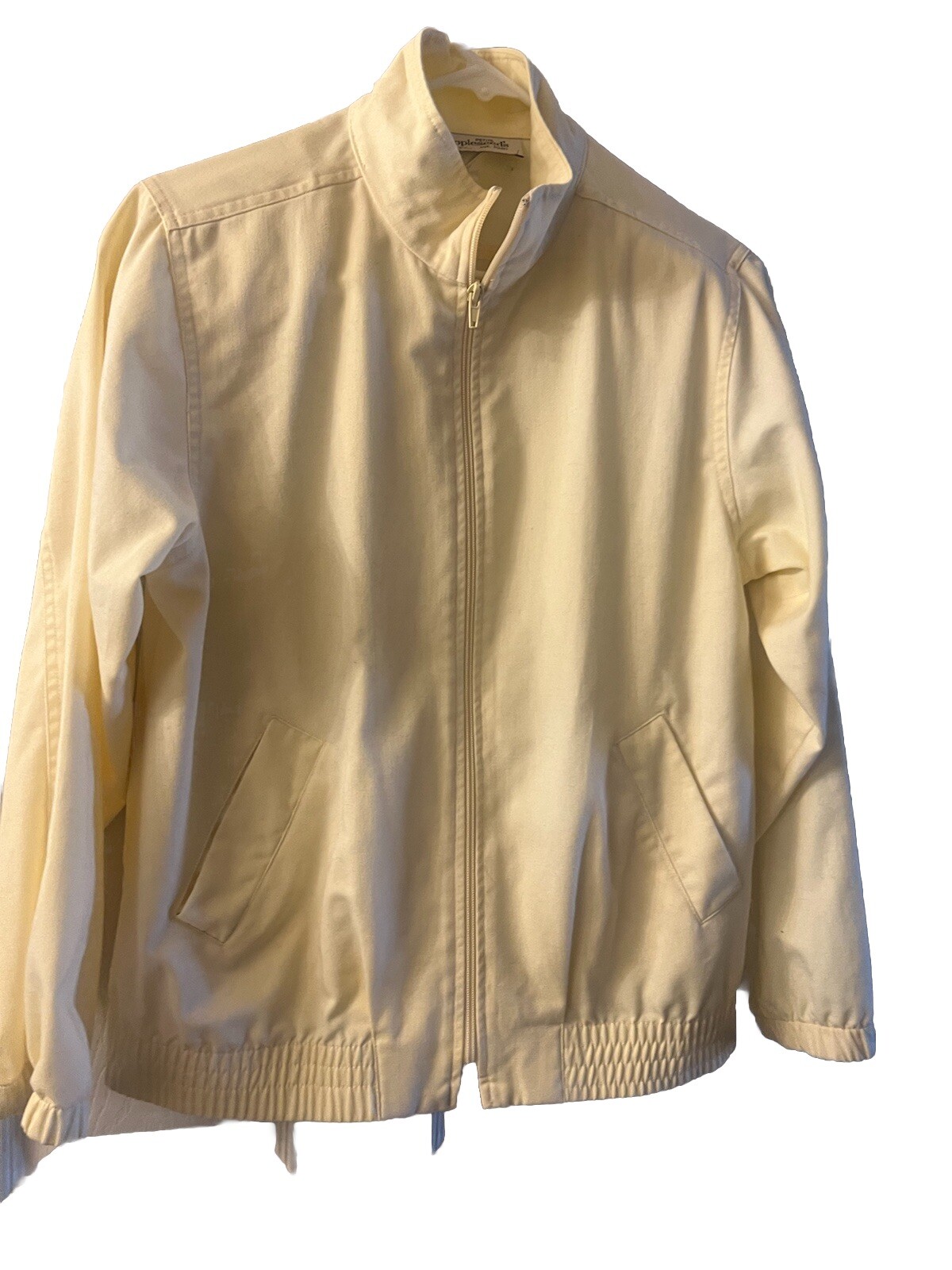 Appleseeds womens vintage 1970s zip up jacket yellow made In USA shoulder pads