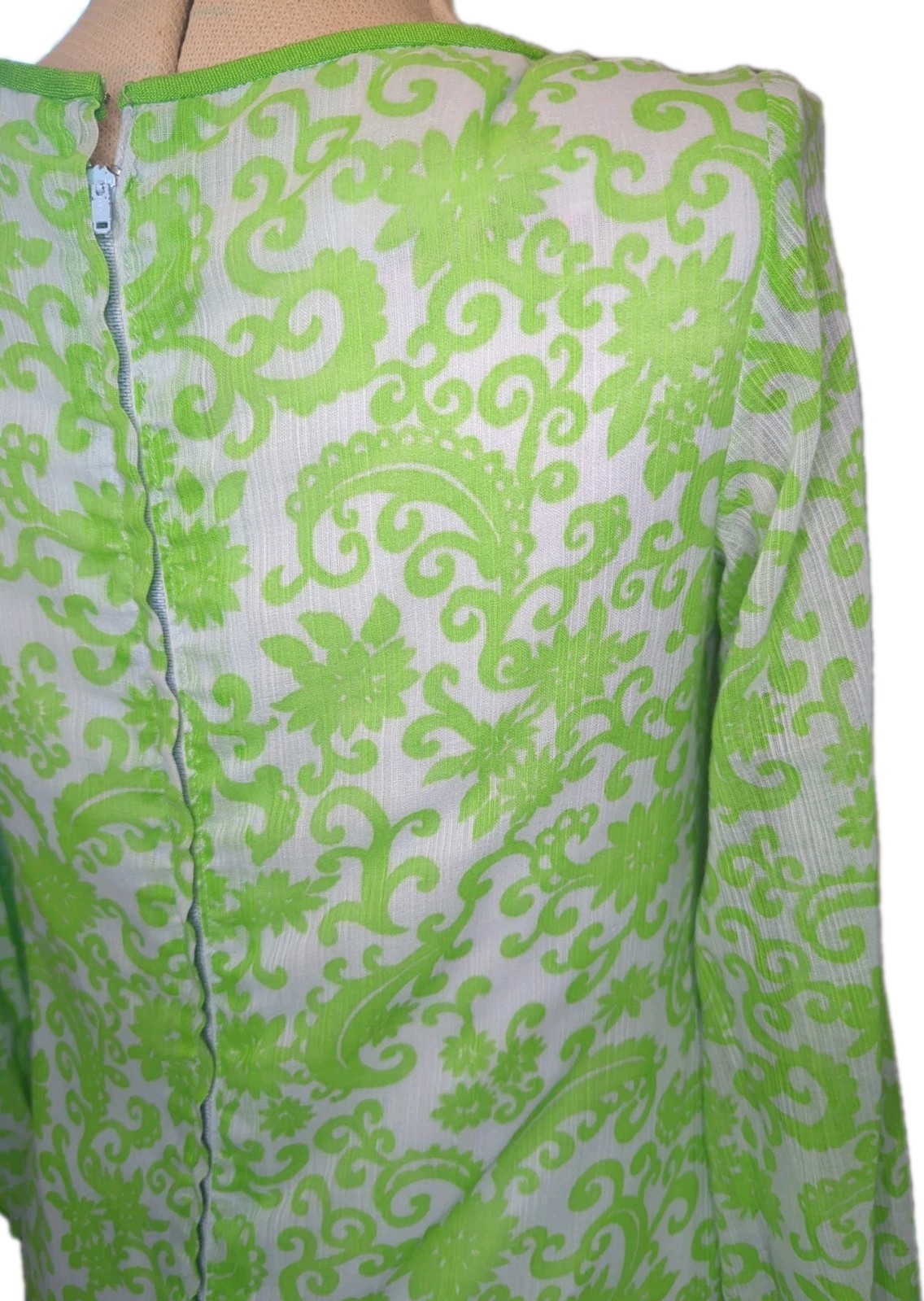 Pixie Of California By Sue Webb Vintage ’60s Ma Dress Green Paisley