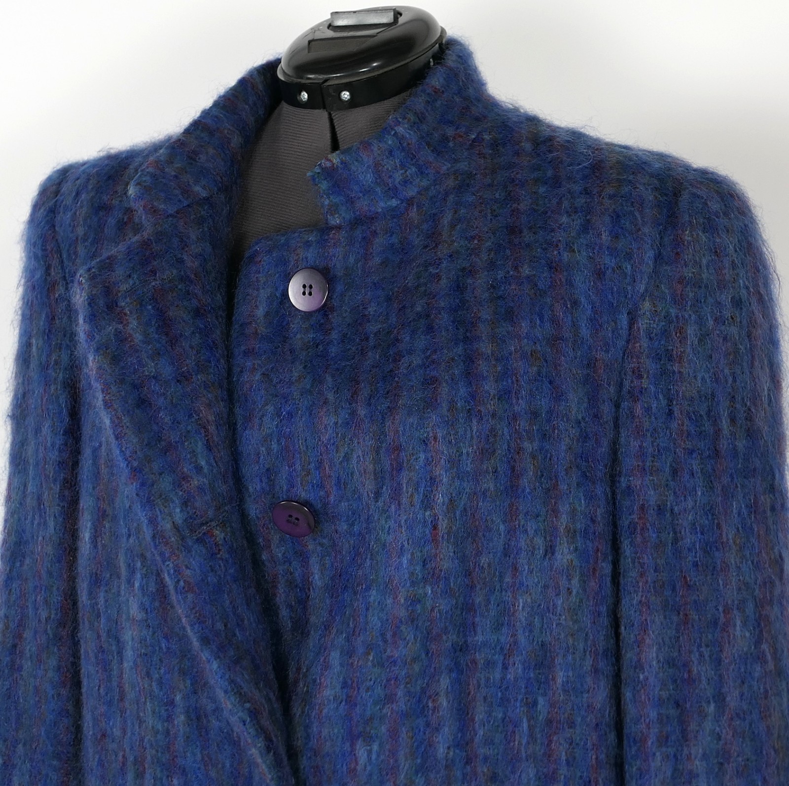 VTG Emily Wetherby Mohair Long Coat Women’s 10 ~ Blue /Purple Fuzzy Cozy USA 60s