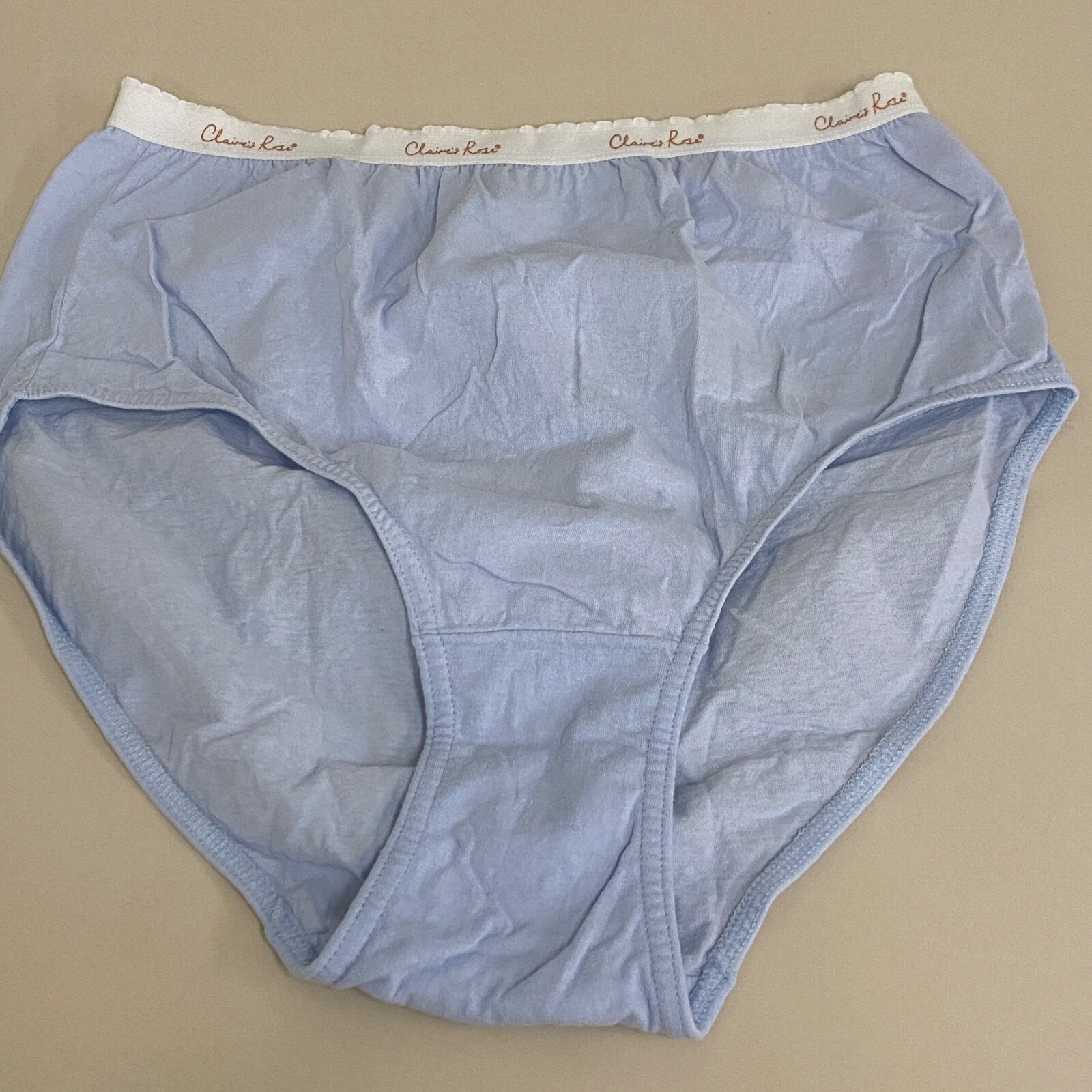 Vintage Granny Panties Size 8 Blue Cotton Briefs Claire’s Rose Elastic Waist