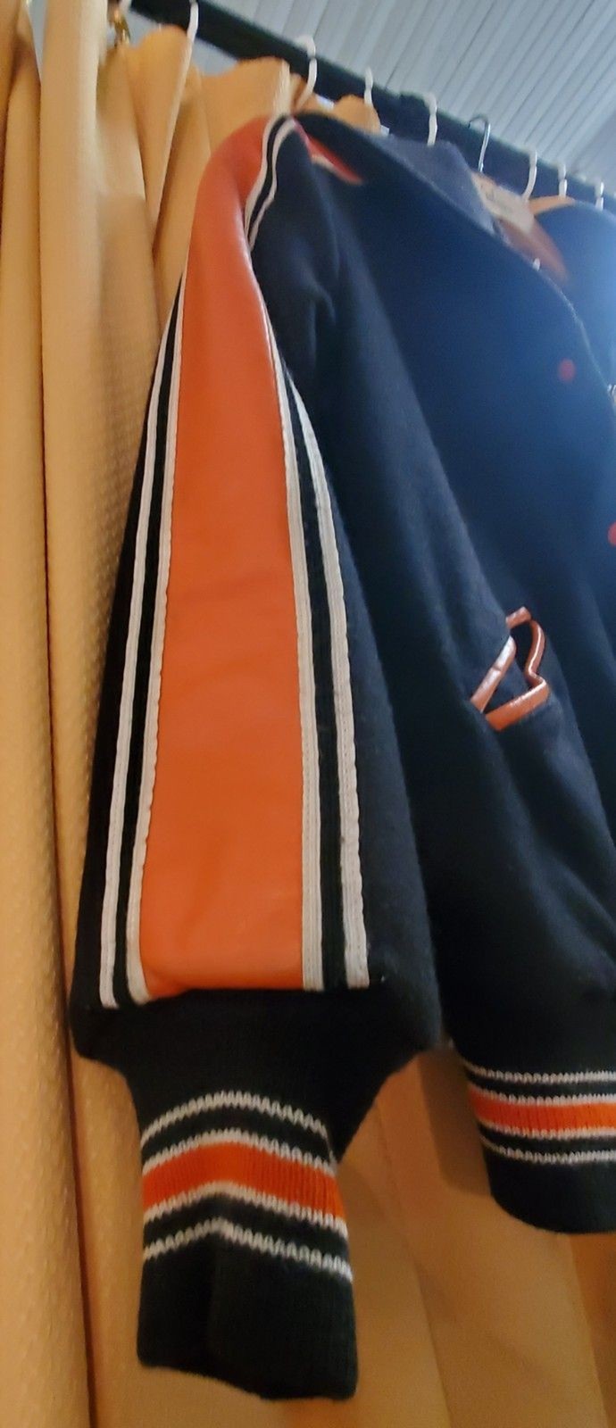 Vtg Trophy Jackets Varsity Letterman Jacket Womens 22 XL Orange Black White