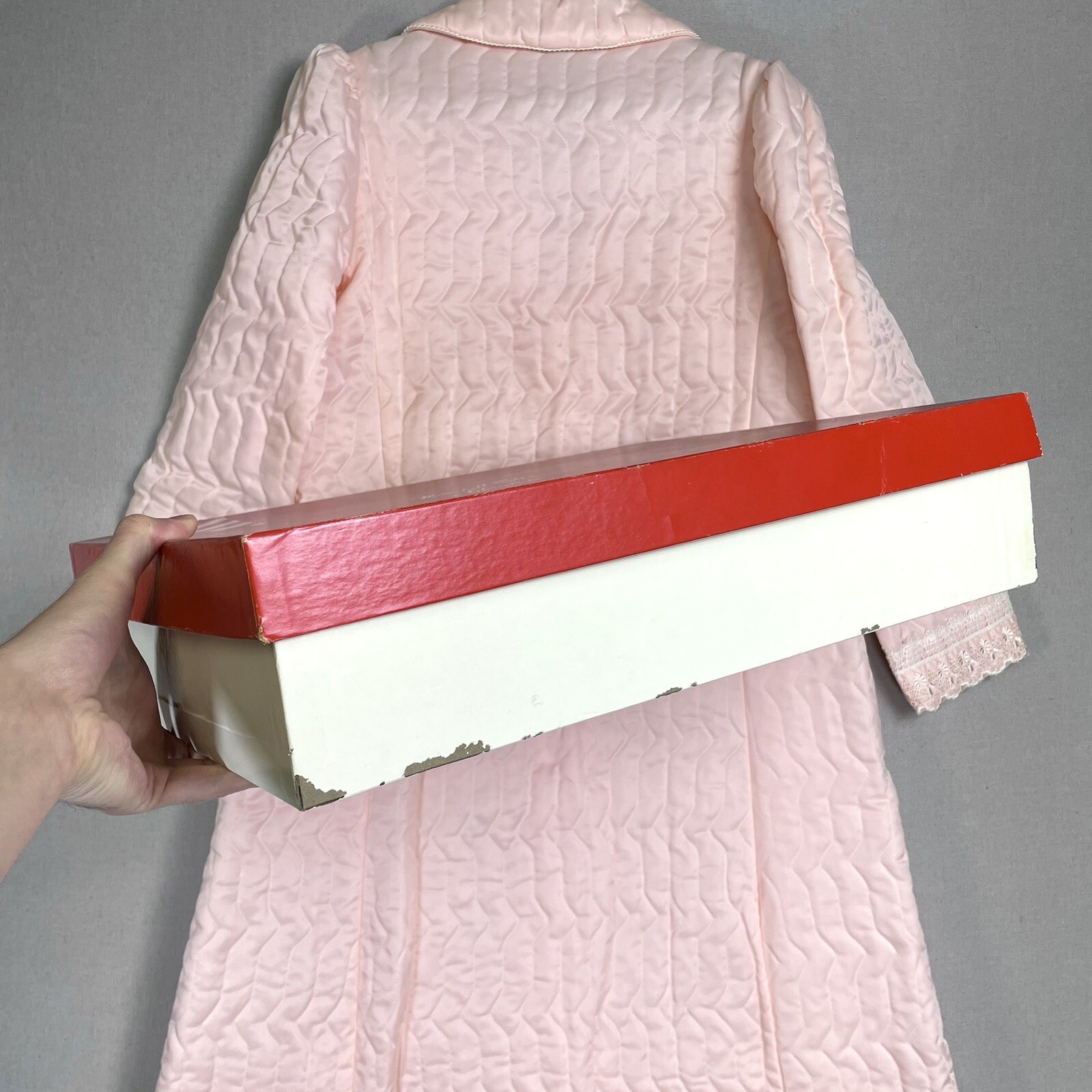 VINTAGE Christian Dior Lingerie Satin Lace Quilted Robe House Coat Sissy NOS!