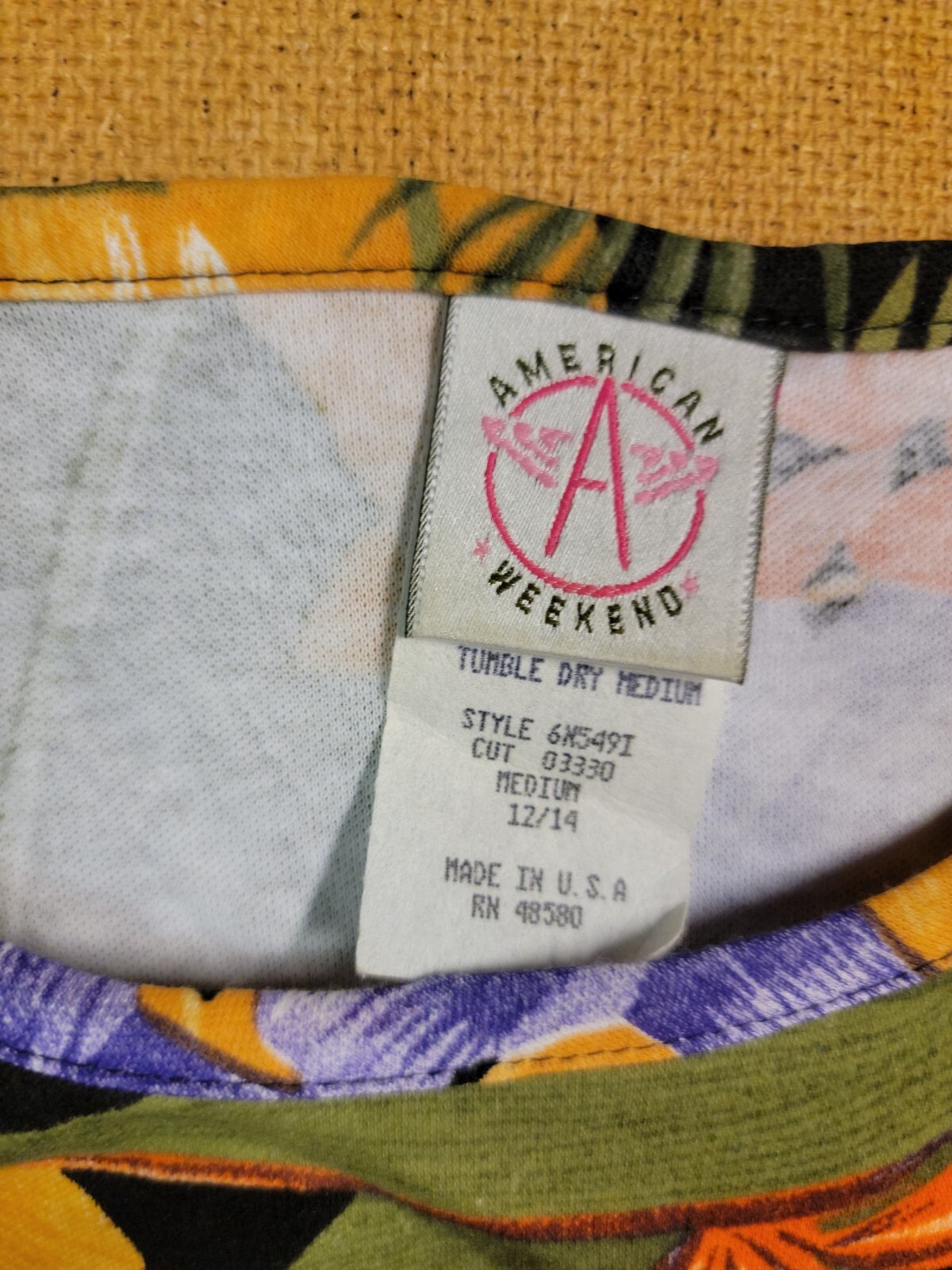 Lot 2 Vintage American Weekend Abstract Blouse Colorful 80s Art Made in USA Sz M