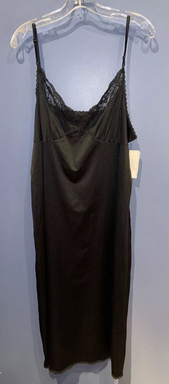 Size 24 Black Full Slip, Adjustable Straps, Vintage Jaclyn Smith Kmart, NWT