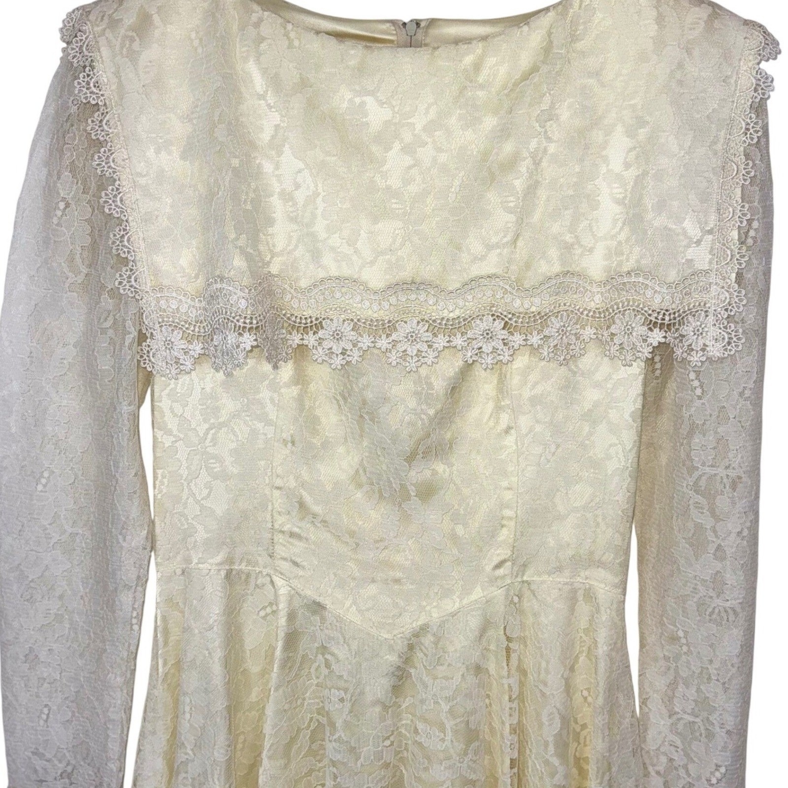 Vintage 70s Gunne Sax Prairie Lace Dress Ivory Victorian Revival Cottagecore