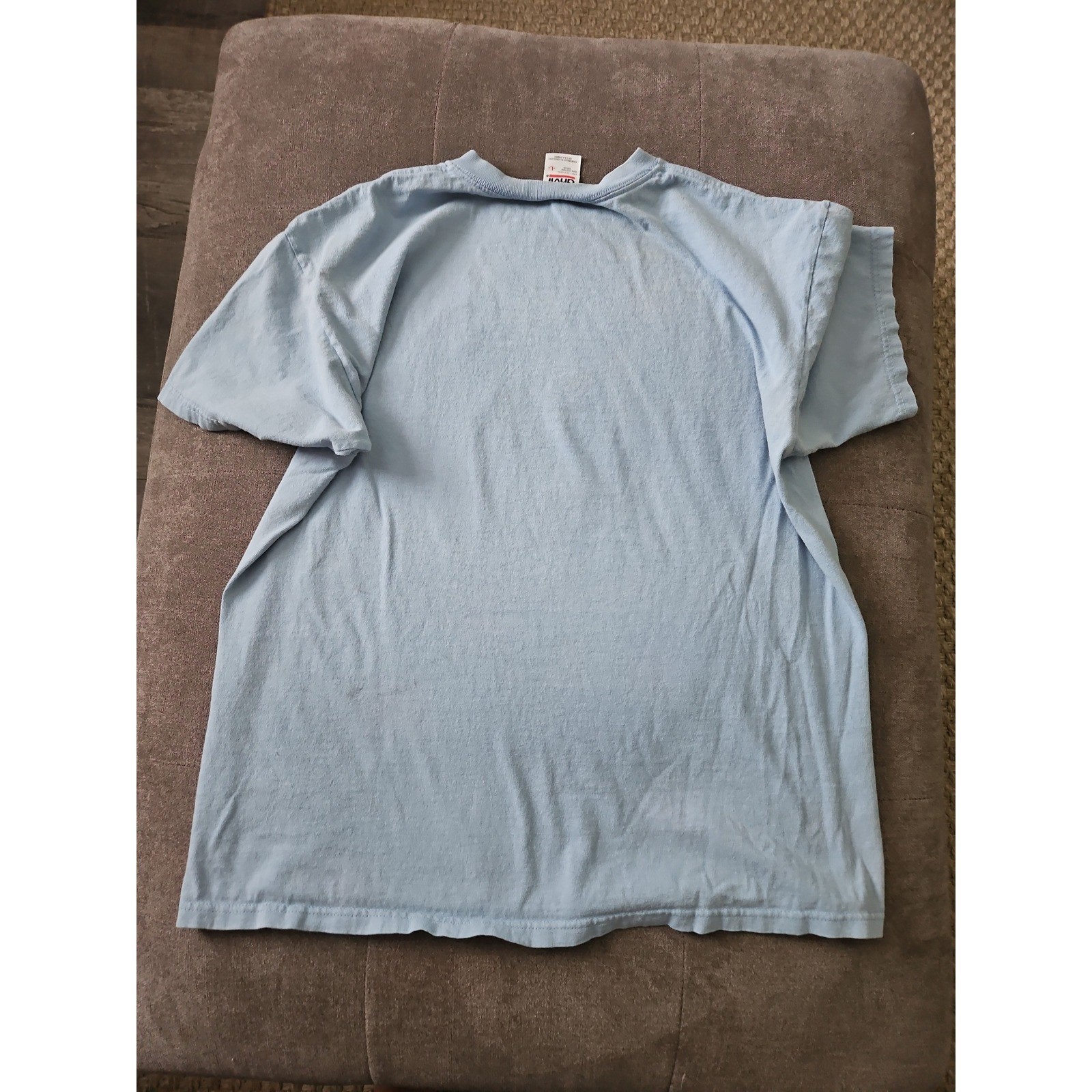 Vintage Anvil Rooster T-Shirt Light Blue Graphic Tee „He Rules the Roost” Large