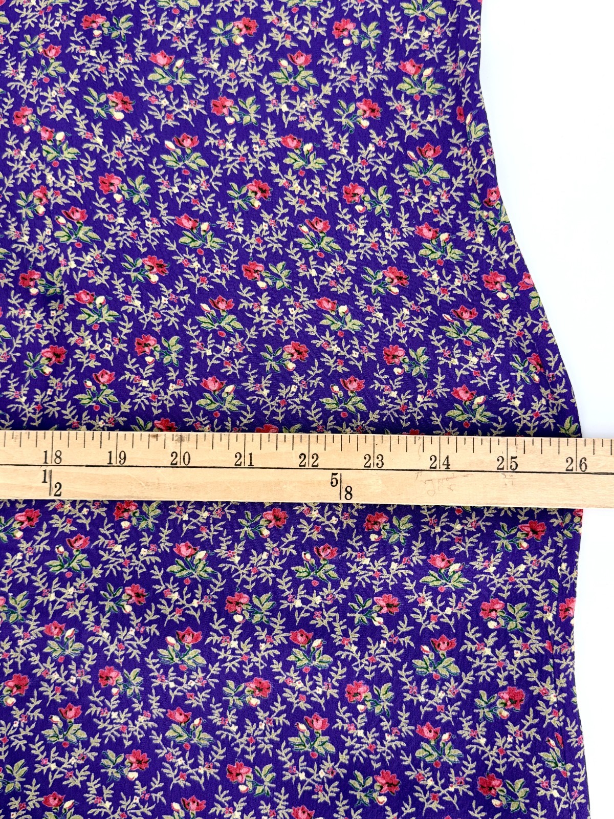 VTG 90s April Cornell Purple Ditsy Floral Rayon Maxi Shift Dress XL Cottagecore