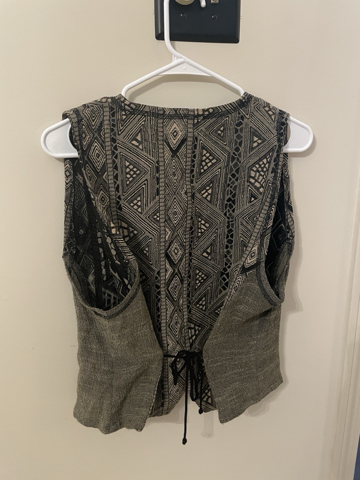 Vintage 90s Vest Top with Zipper, Embroidery Tribal Shirt Indie Sleaze Tank Rare