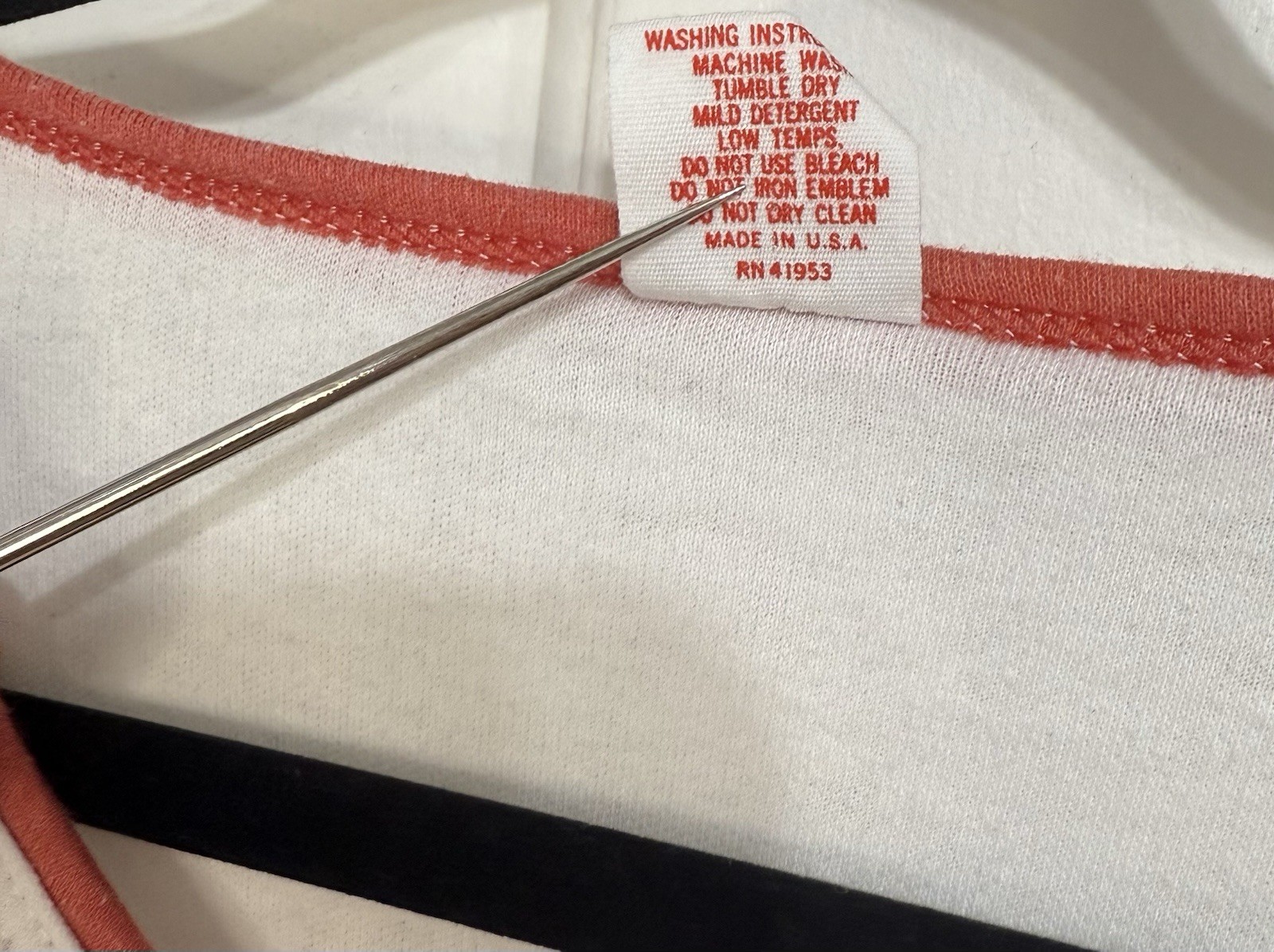VTG 70s Women’s Misses XL Top White Cotton Red Trim Collegiate Pacific