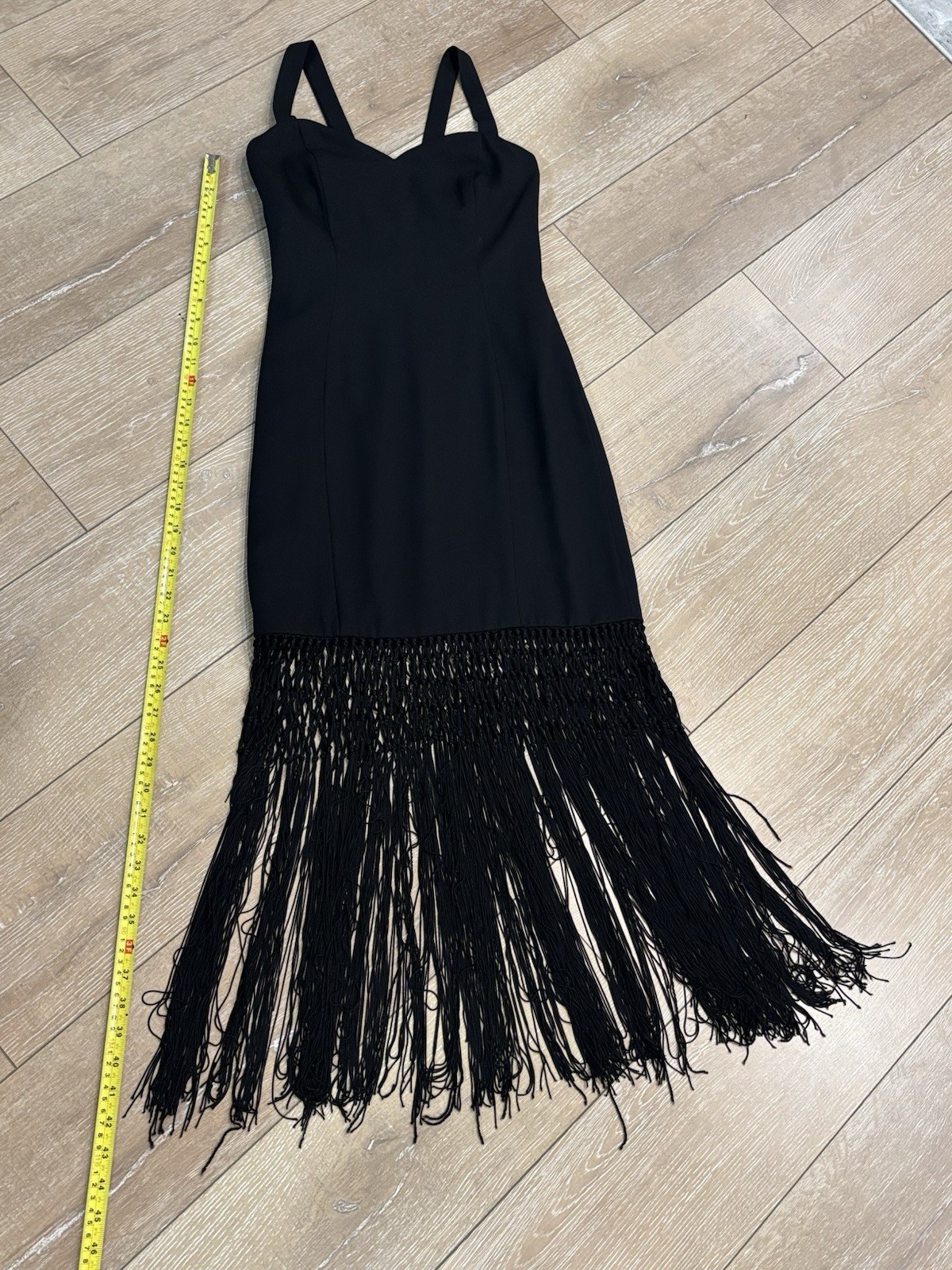Vtg Kathryn Conover By Night Black Dress 4 Sweetheart Evening Cocktail Fringe