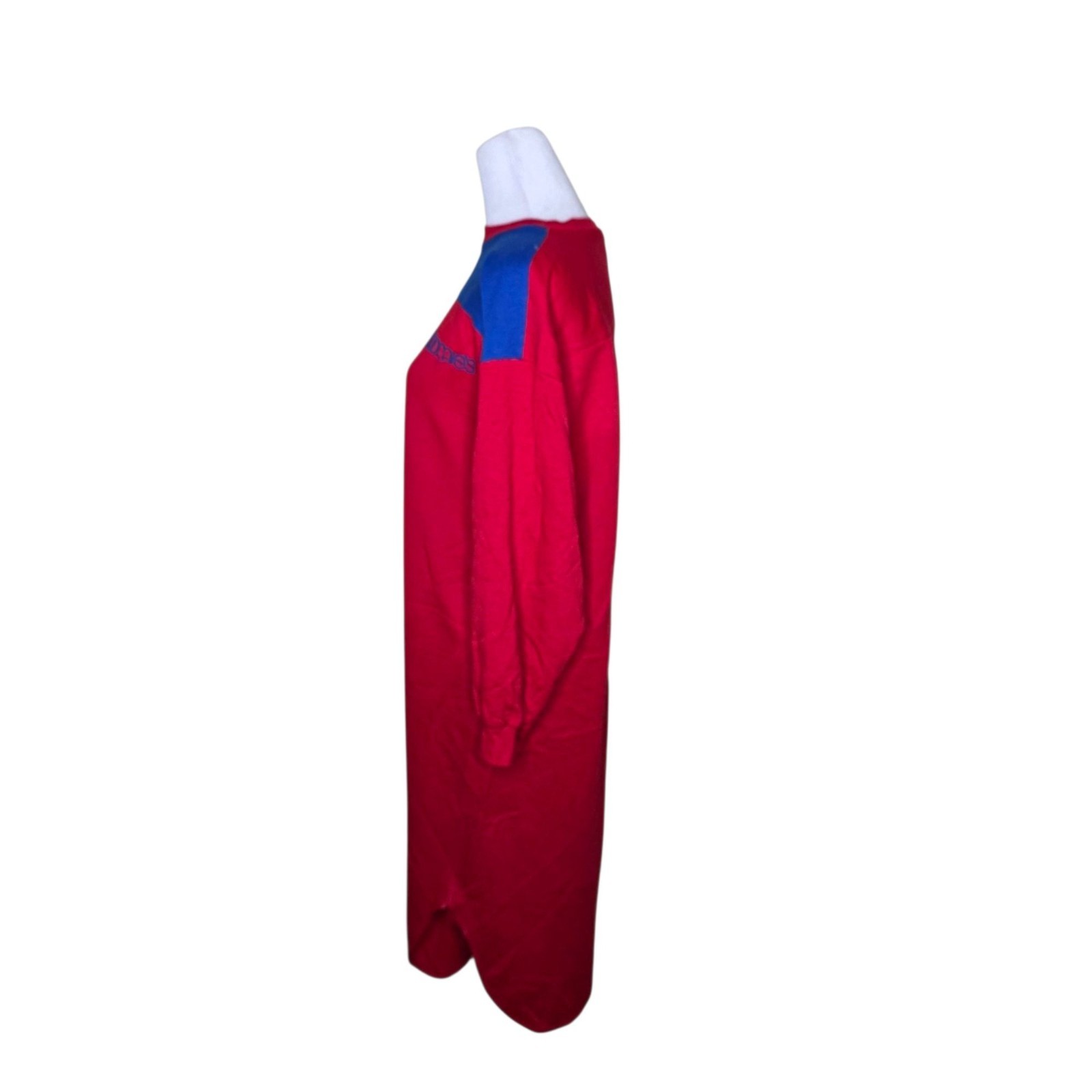 Vintage 80s Bloomies Long Sleeve Long Fleece Winter Nightgown Womens Size XL Red