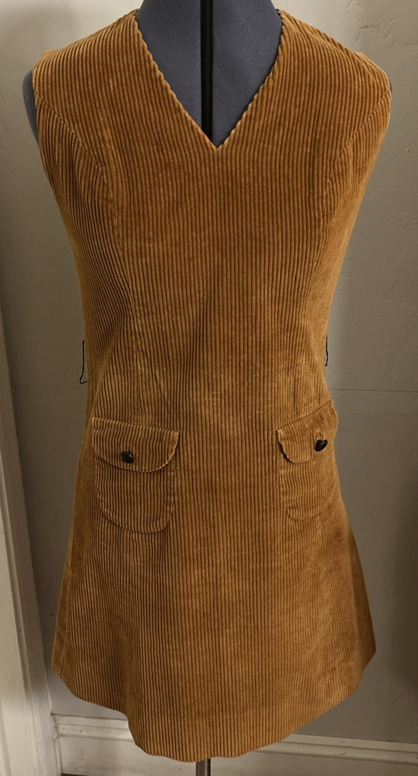 Vintage 70s Country Set Corduroy Mini Dress Size Small Medium