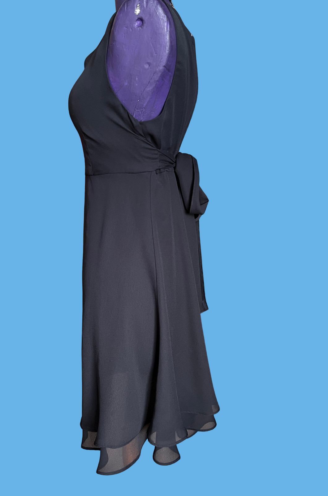 Vintage 1990s LA BELLE Black Chiffon Goth Sundress 7 Witchy Vampy Dark Fairy Alt