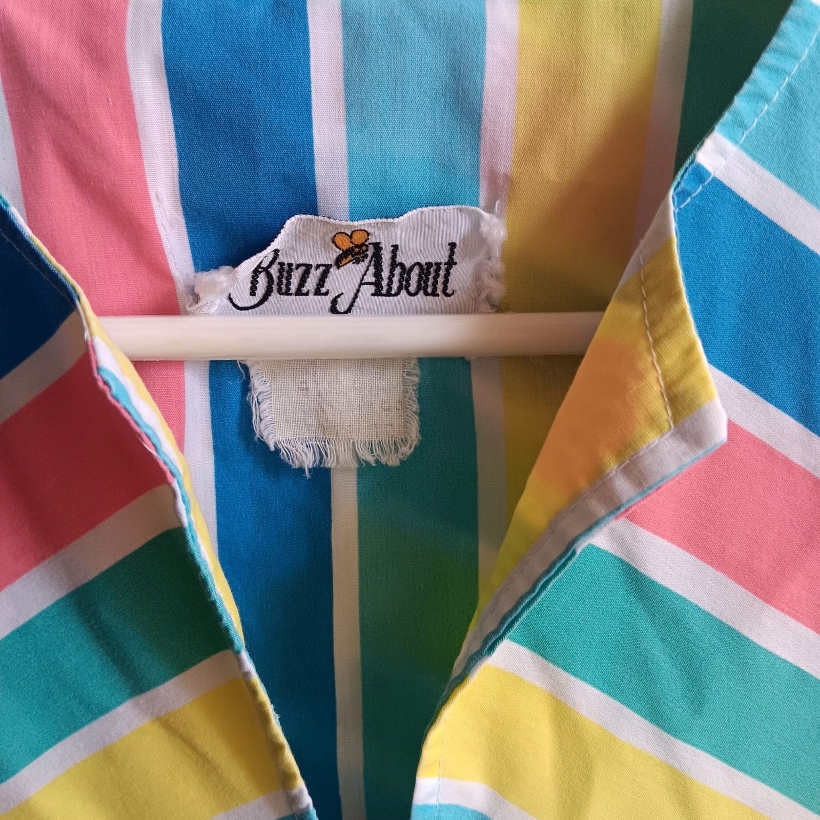 True Vintage Dress sz 10 Medium 1970’s House Chore Buzz About Granny Striped