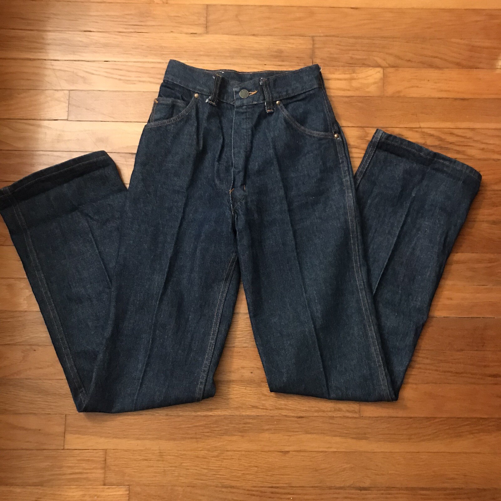 Vintage Big Yank Dark Wash Blue Denim High Rise Straight Leg Mom Jeans 23×32