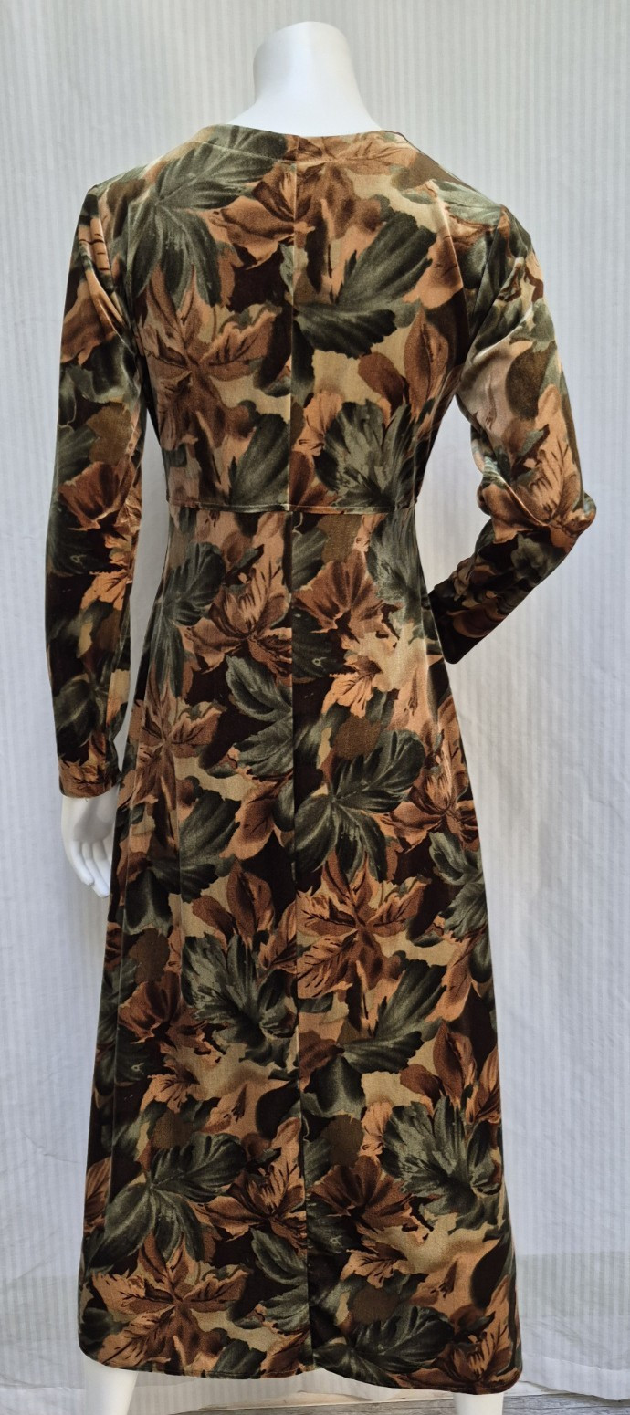 Vintage 1990s Rabbit Rabbit Rabbit Designs Brown Green Velvet Dress – Size S/M