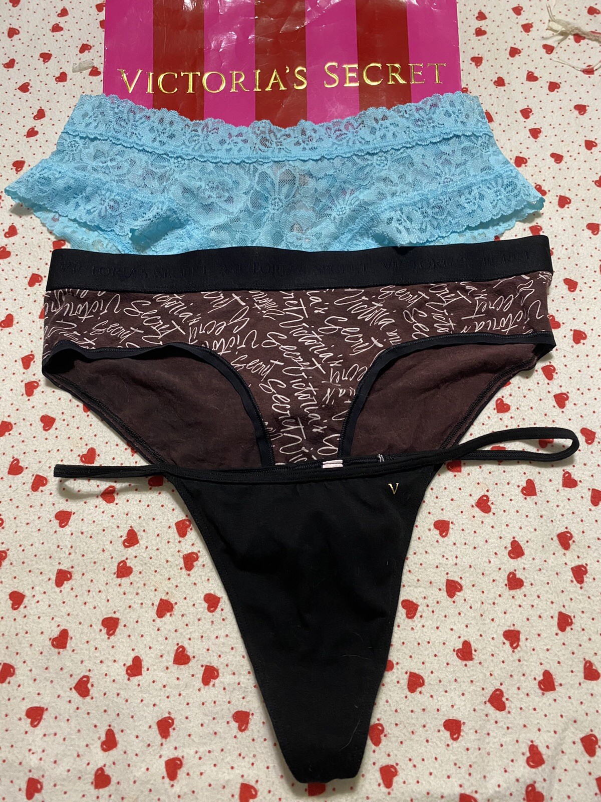 Lot of 3 Panties~Lace Cheeky L, Hiphugger M, V-String L Assorted Colors