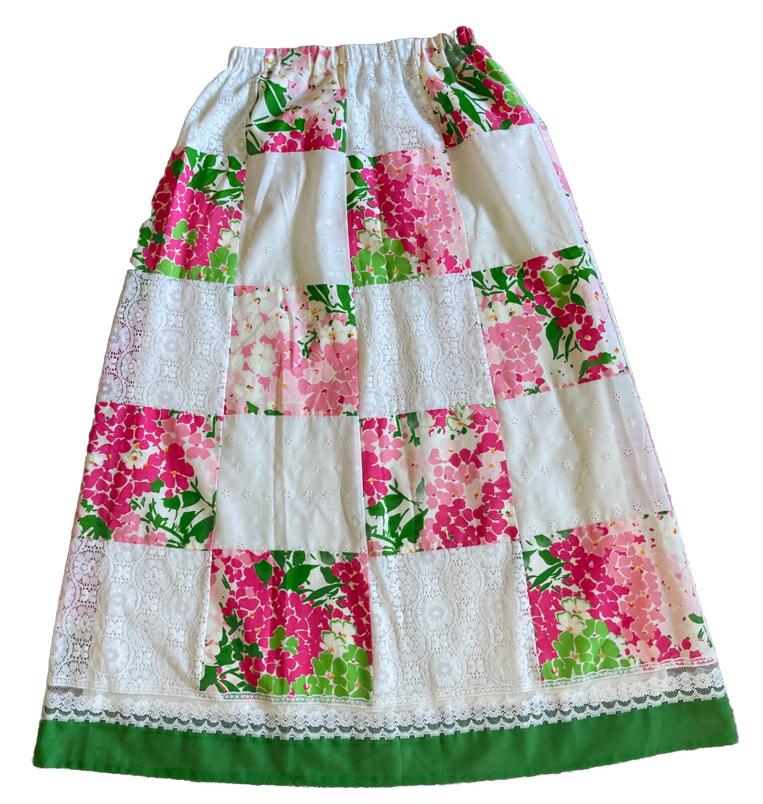 VTG Tumbleweeds Skirt Maxi Prairie Boho Lace Patchwork Pink Eyelet