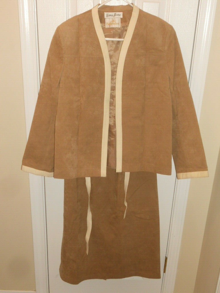 VTG Neiman Marcus Abe Schrader Suede Blazer & Matching Skirt Size 16 Excellent