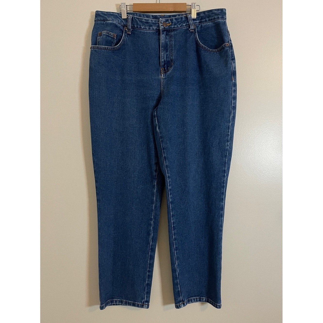 Bill Bass Jeans Womens 14P Blue Straight Leg Easy Fit High Waist Classic Vintage