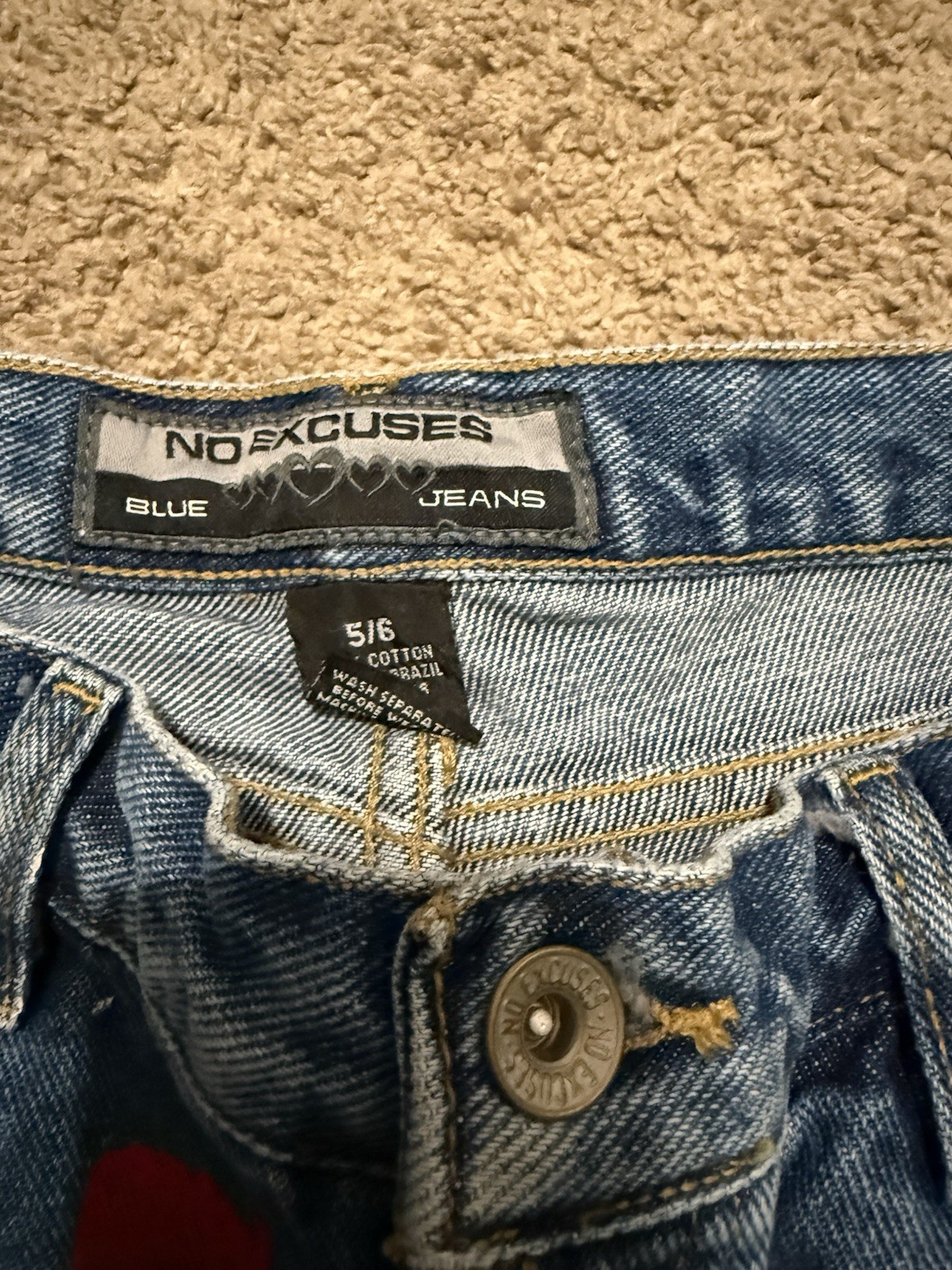 Vintage Y2K American Flag No Excuses Blue Jeans In Size 5/6 Made In USA