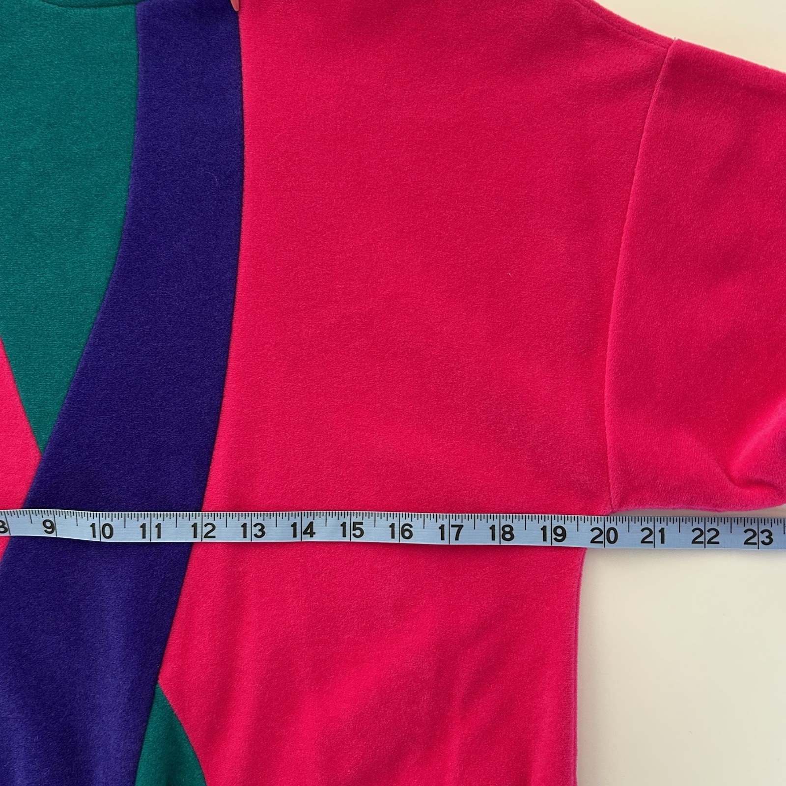 Vtg Vanity Fair Velour Robe S Pink Purple Green House Coat Color Block Retro USA