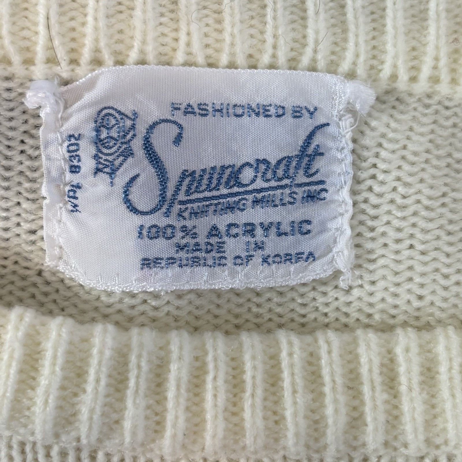 Vintage Spuncraft Knitting Mills Sweater Acrylic Women Medium Cross Stitch Girl