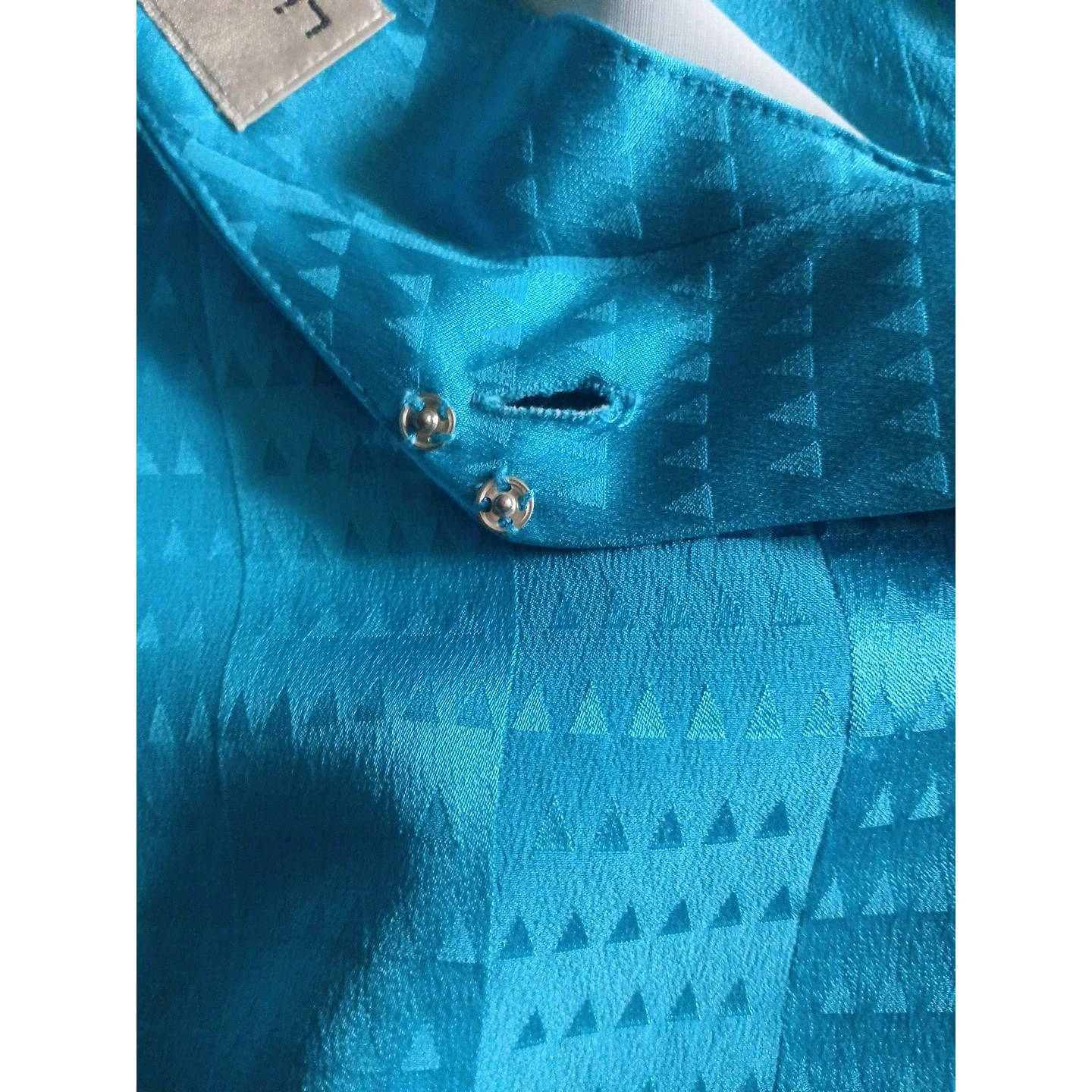 Teal Silk Blouson Dress Liz Claiborne 1980s Back Button sz 8