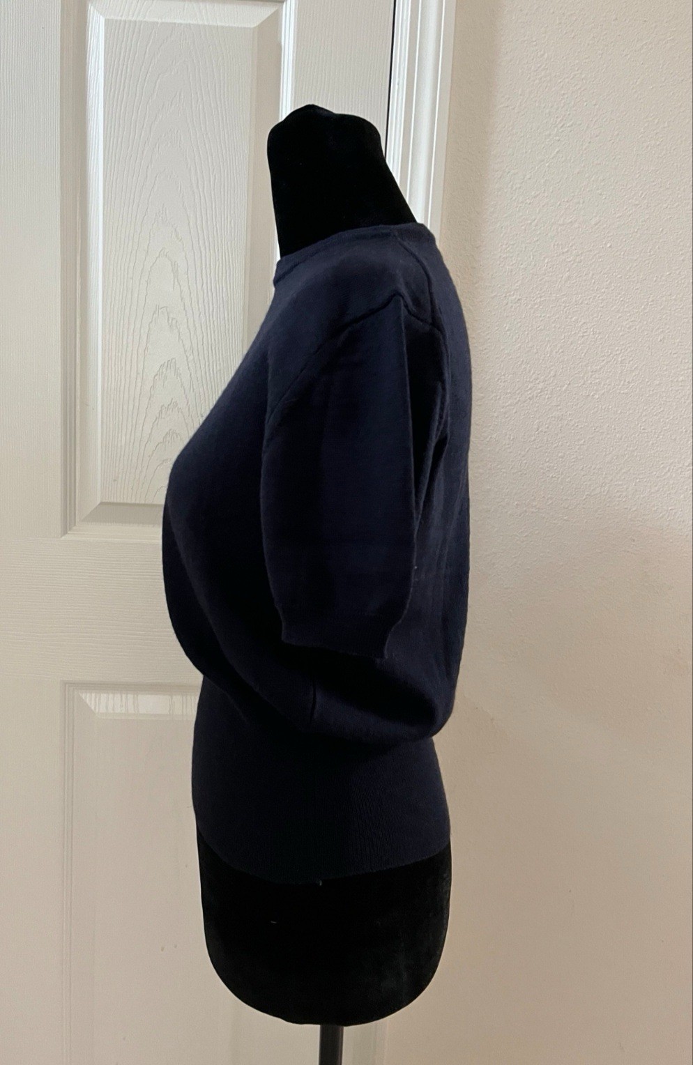 Vintage Vivienne Westwood Dark Navy Wool Knitted Sweater, Short Sleeve, Size L
