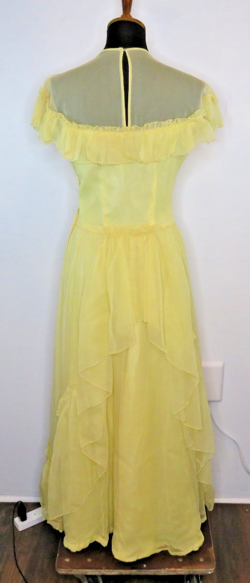 VINTAGE 1950’s FRED PERLBERG Dance Originals Yellow Dress S M Formal Gown EUC