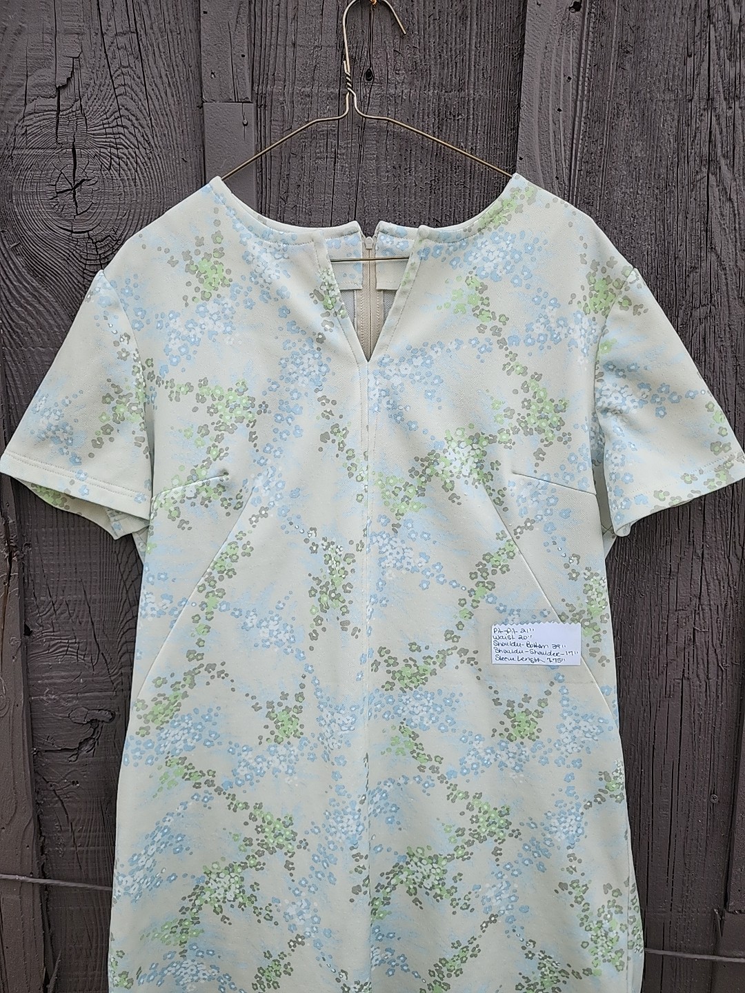 Vtg 70s Handmade Floral Print Double Knit Polyester Dress Womens XL-1X