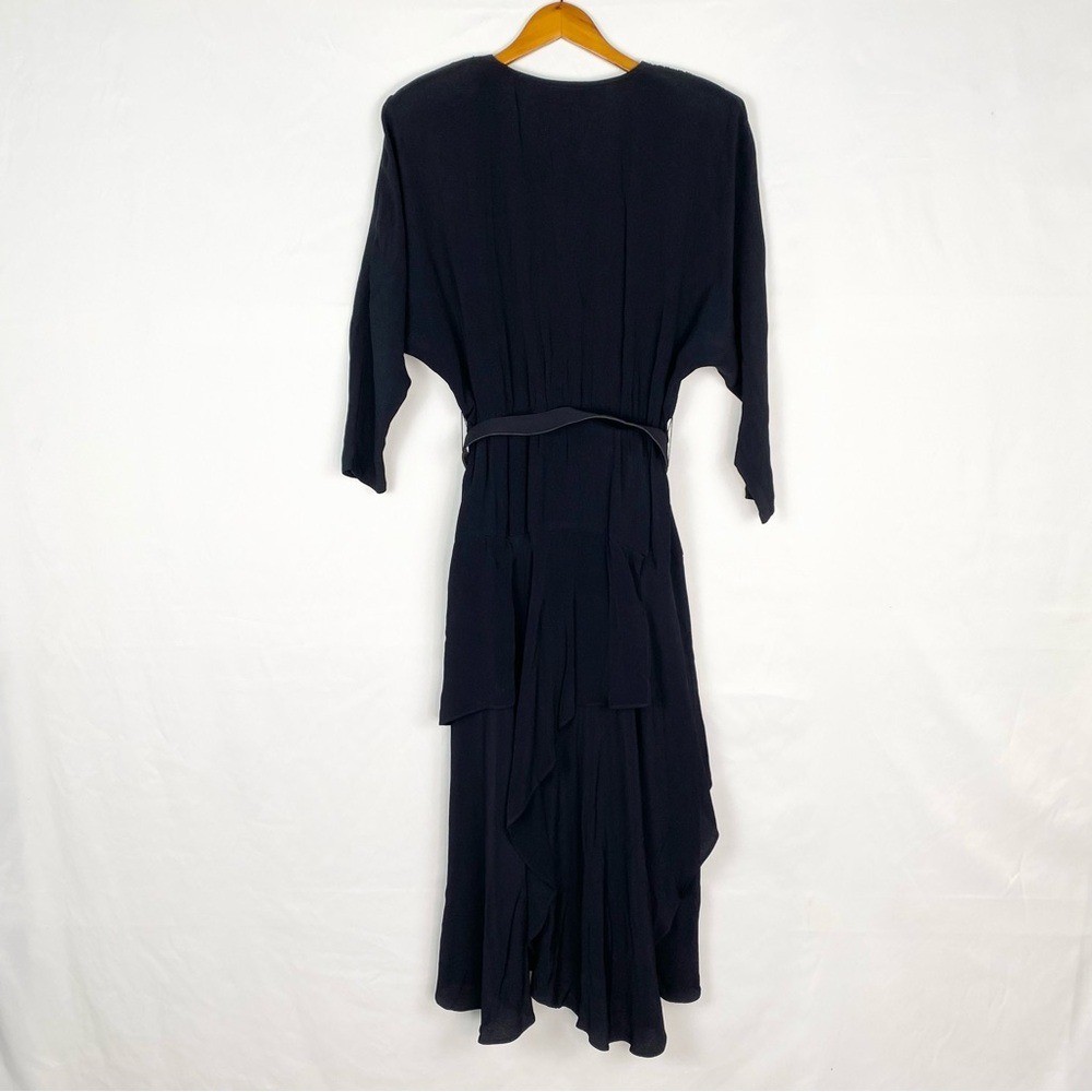 Vintage Phoebe V Neck Belted Maxi Dress Long Sleeve Size 12 Made in USA